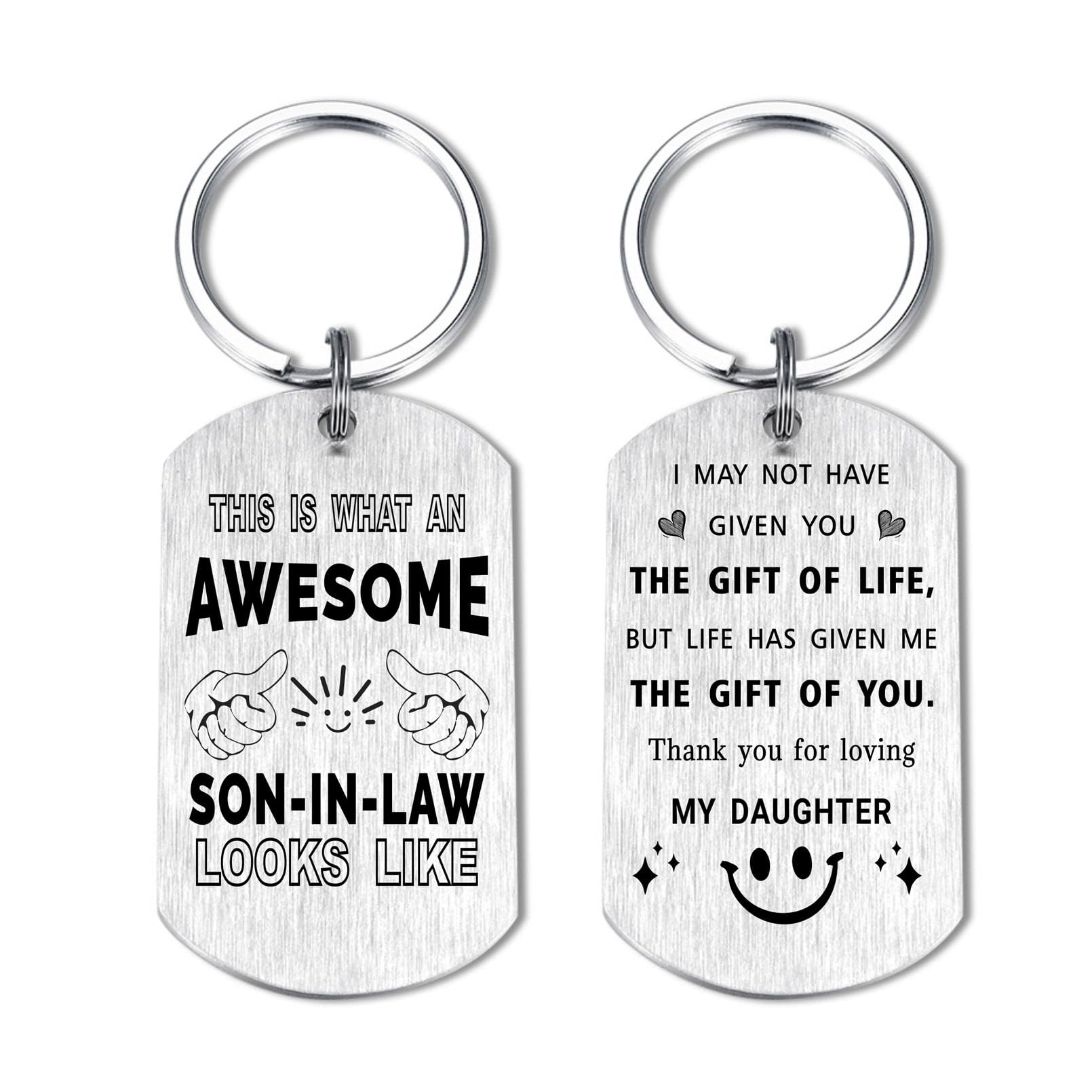 Yobent Son In Law Gifts from Mother Father, Personalized Son-in-Law Birthday Valentines Day Wedding Keychain for Men, Groom Present Ideas for Men