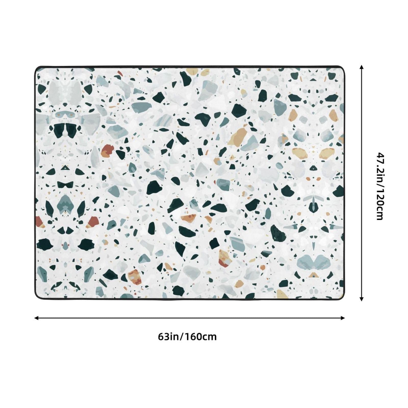 Terrazzo - Tapete antideslizante de franela de mármol pastel de 63 x 48 pulgadas, tapetes para puerta delantera y trasera, tapetes para interiores y exteriores