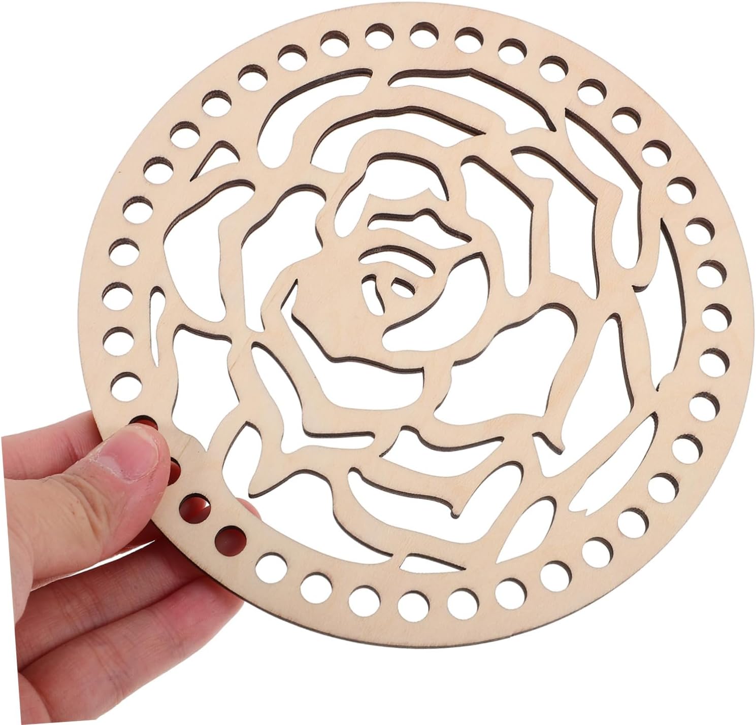 DIYEAH 2pcs Wooden Cross Stitch Floss Holder Crochet Bag Bottom Base Craft Making Basket Weaving Supplies