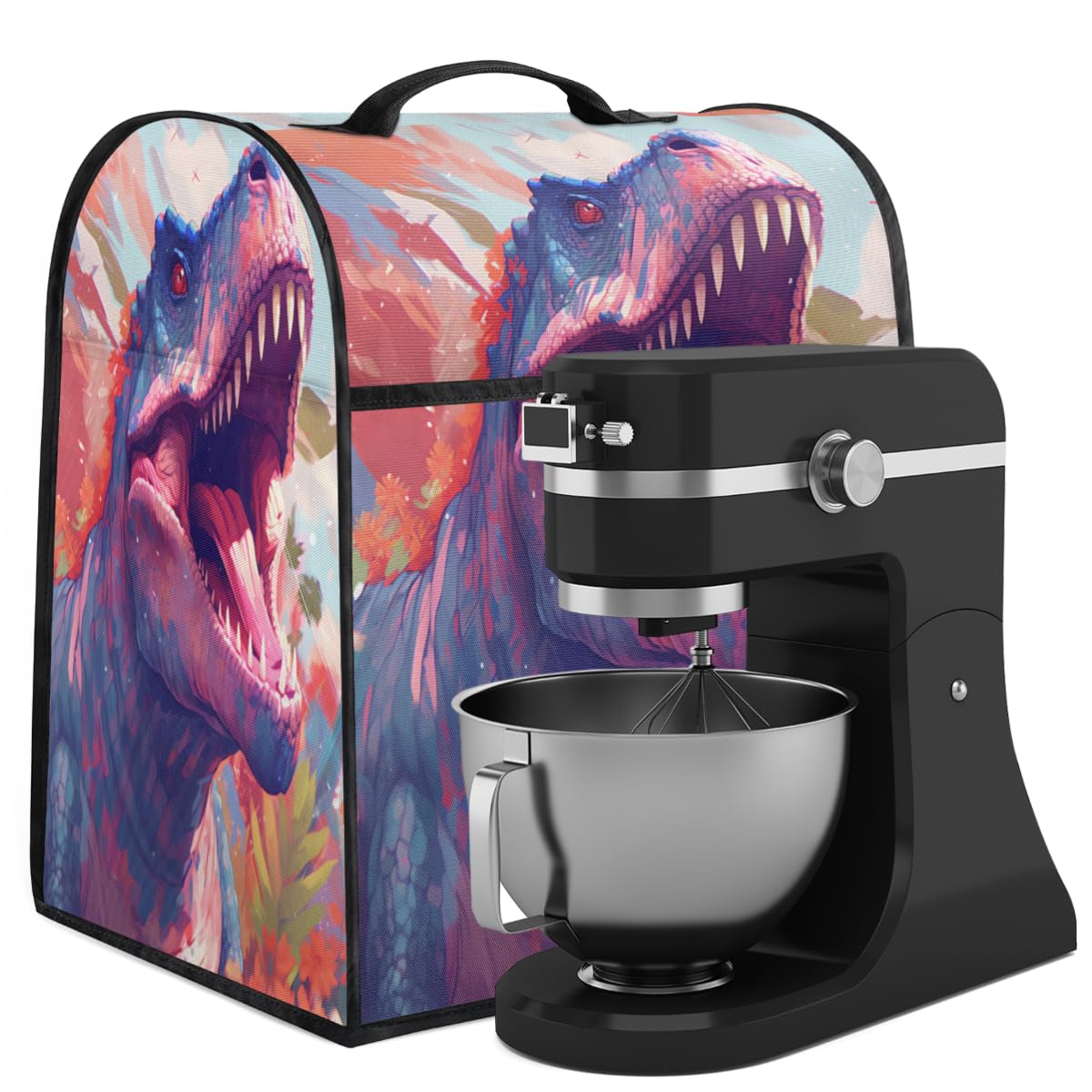Coffee Maker Cover Colorful Ferocious Dinosaur Kitchen Appliance Covers Small Appliance Covers Blender Cover Juicer Cover Dust Covers for Kitchen Appliances with Top Handle and Pockets,Washable,B198