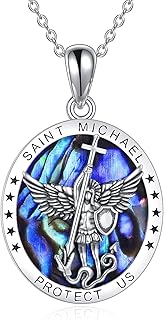 Sterling Silver St Michael/St Christopher/Jesus/Virgin Mary Necklace for Men Boys Women Catholic/Protector/Talisman Michael Archangel Medal Necklace Jewelry 18+2"