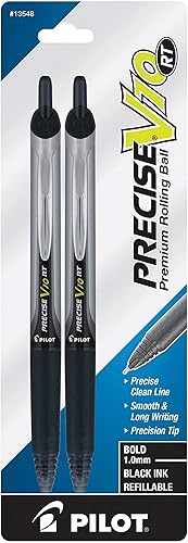 Miniatura 2 de PILOT (3) Precise V10 RT - Bolígrafos retráctiles de alta calidad con punta rodante, negrita, 0.039 in, tinta negra, paquete de 2 (13548)