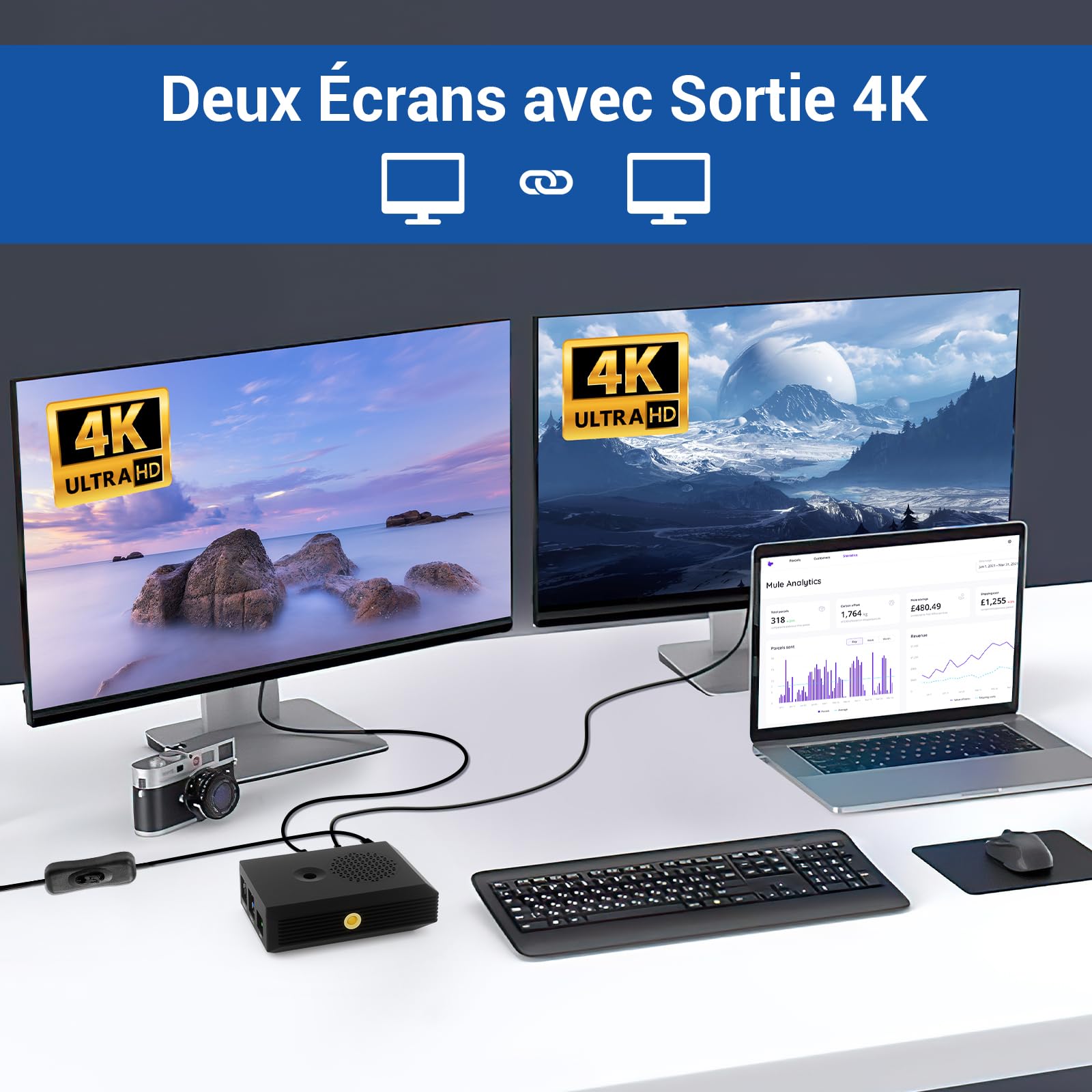 Kit Raspberry Pi 4B 8Go RAM + 128Go SD - Boîtier, Refroidissement, Alimentation - Idéal Programmation, IoT, Média Center