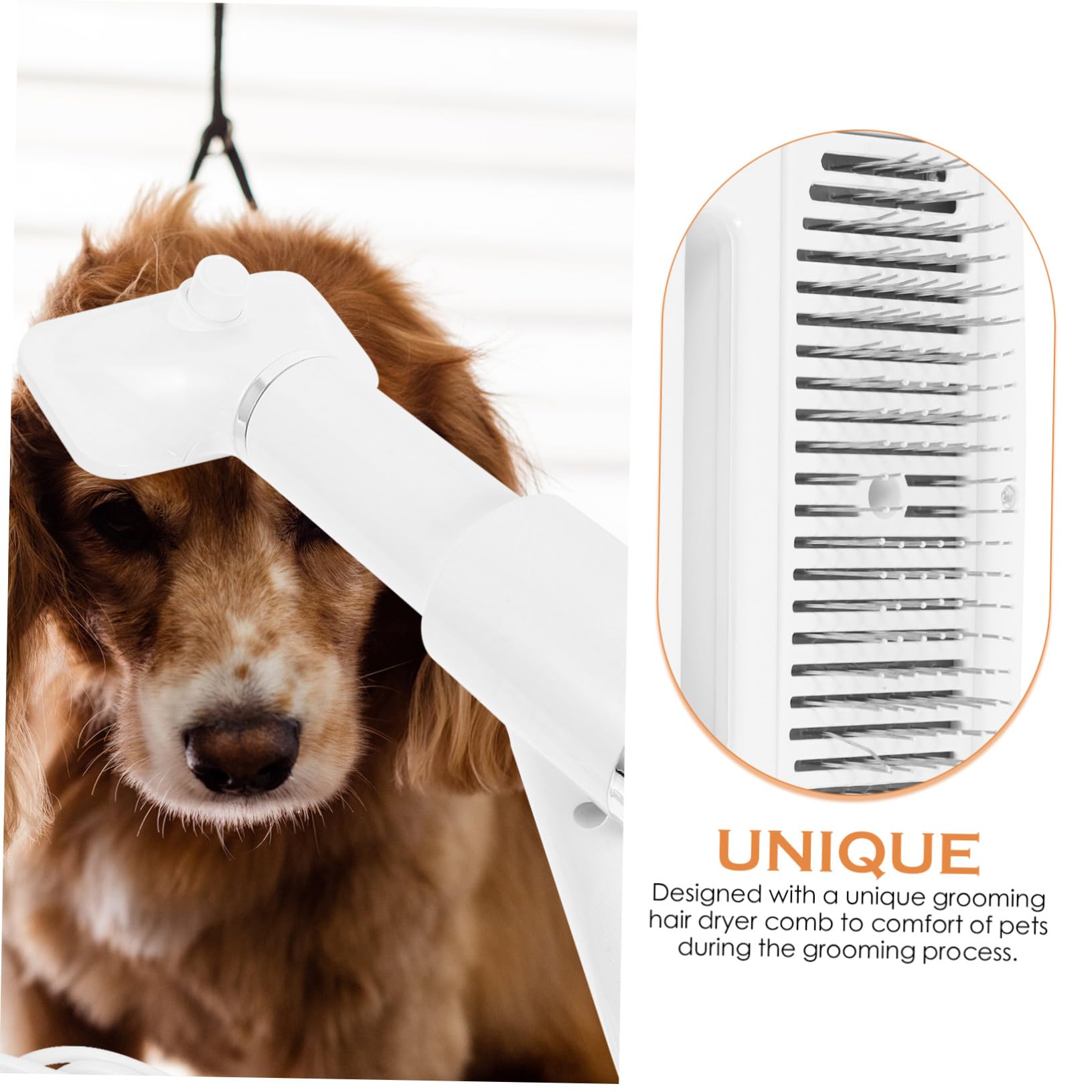 SOIMISS Sèche-cheveux pour Toilettage de Chiens et Chats Portable Brosse en Plastique Blanc, Appareil Sûr Séchage Brossage des Poils D’animaux Domestiques