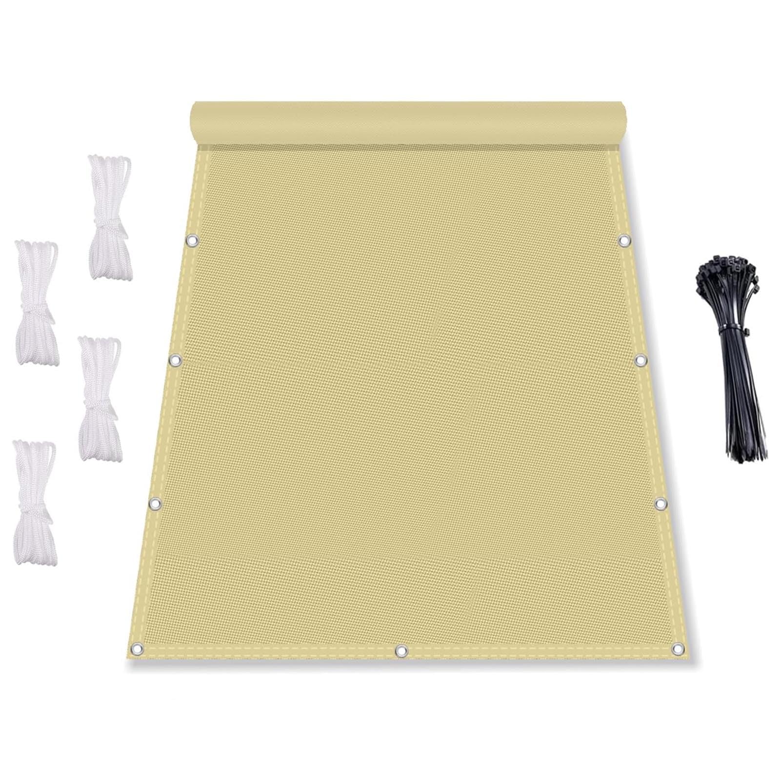 GJZQDKX Waterproof Rectangular Sun Shade Sail, UV-Protection Canopy for Patio, Available Sizes 2x8m, Sand Color, Weather Resistant, Outdoor Sunshade Net, Perfect for Garden & Deck