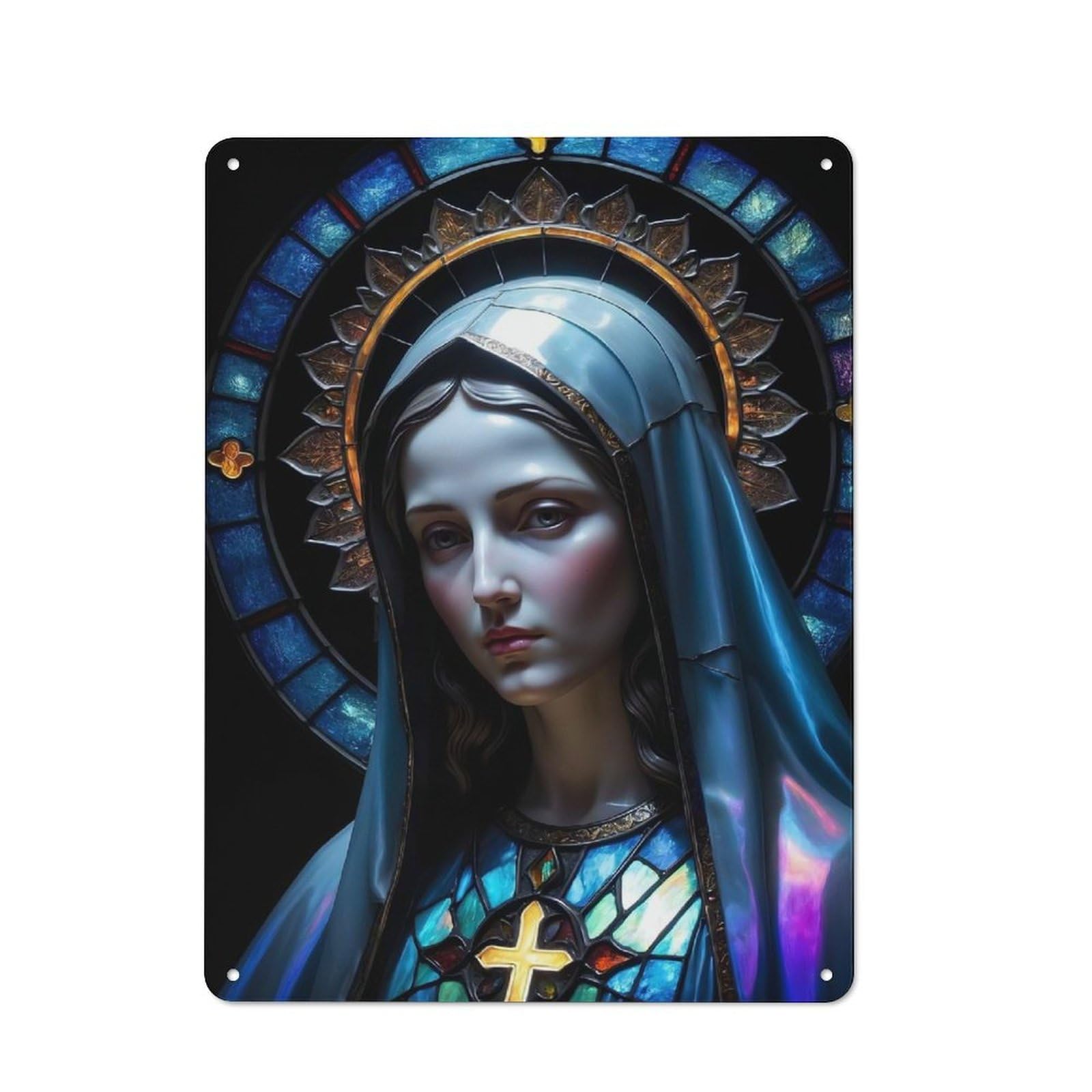 Junmoney Maria Holy Serenity Vintage Tin Sign 40X30cm, Country Style Bistro Wall Plaque For Bakery, Diner, Cafe Or Family Room