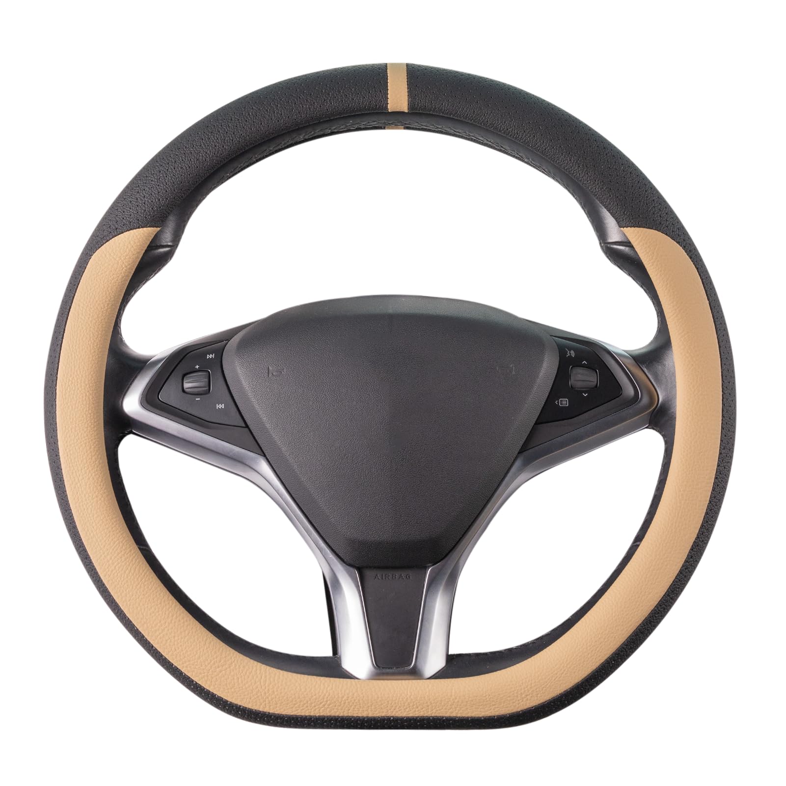 COFIT Microfiber Leather Steering Wheel Cover, Anti-slip Universal Protective Wrap, Car SUV Truck Interior Decor Accessories, Size M 37-38cm Grey and Black — view 31