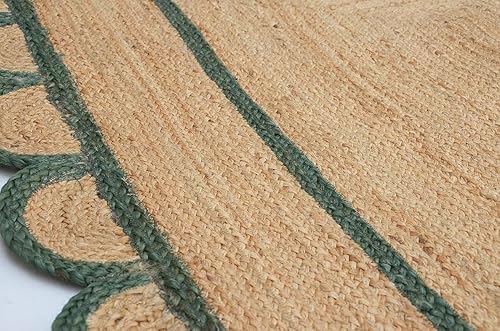 Miniatura 4 de The WEAVER HOUSE - Alfombra de yute festoneado natural, estilo bohemio, decoración bohemia tejida a mano, personalizada, alfombra decorativa