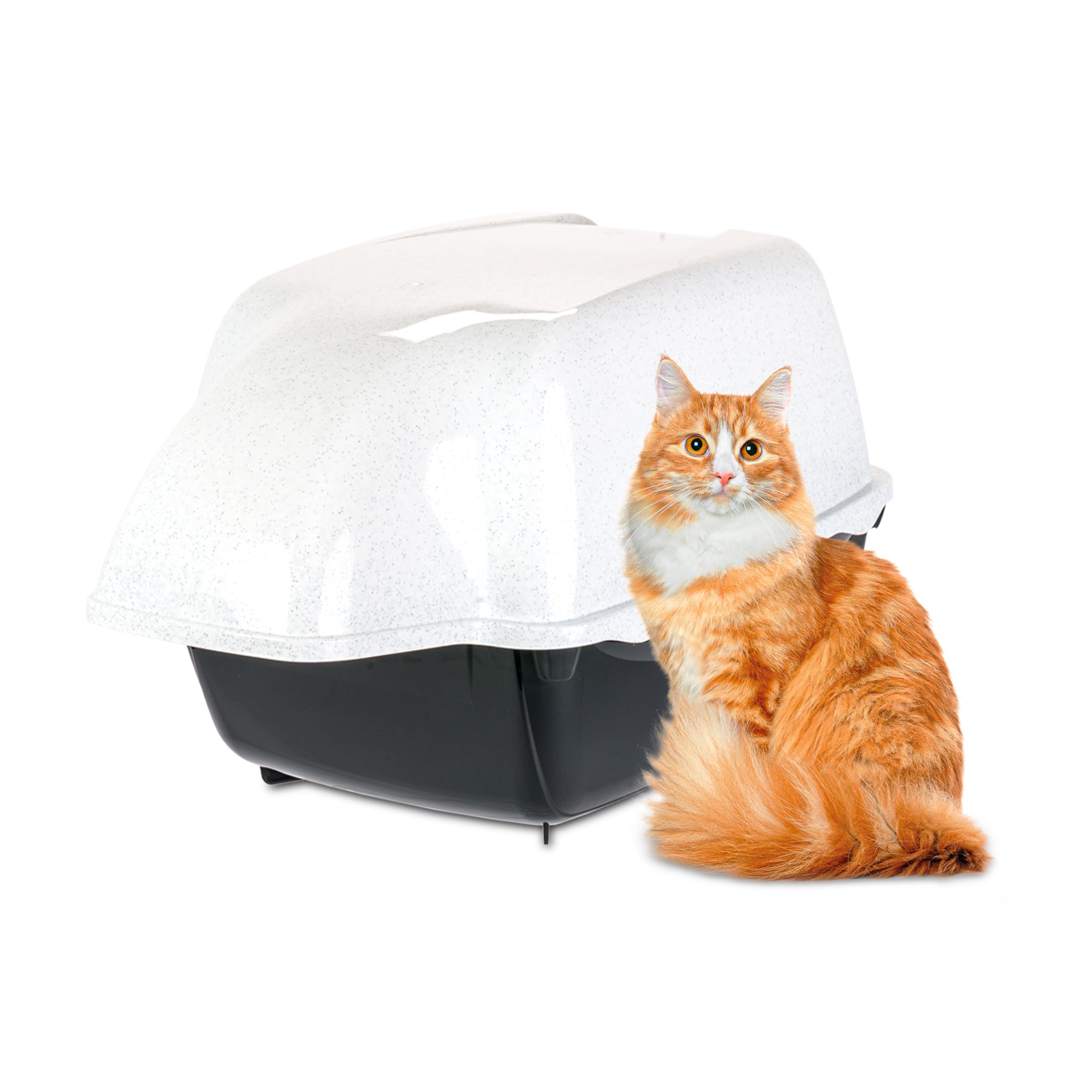 Feplast Caja de Arena para Exterior para Gatos Cosmic Outdoor, Arena Cubierta, a Prueba de Lluvia, Evita la Entrada de Perros 1830 g