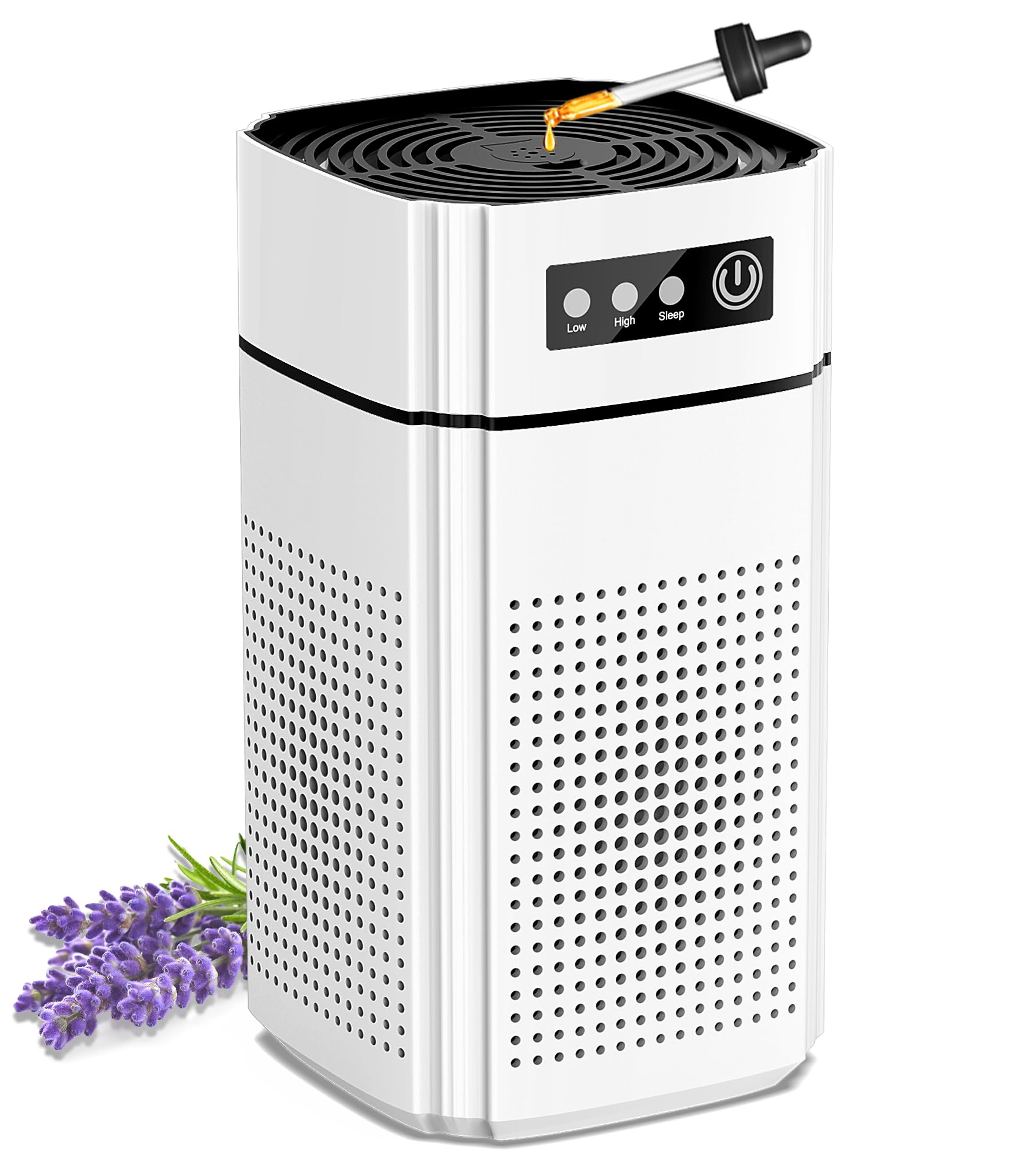 Air Purifiers for Bedroom，FRESHDEW Air Purifier H13 True HEPA Filter For Smoke Pollen Dander Hair Smell Air Cleaner with Sleep Mode Speed Control For Bedroom Office