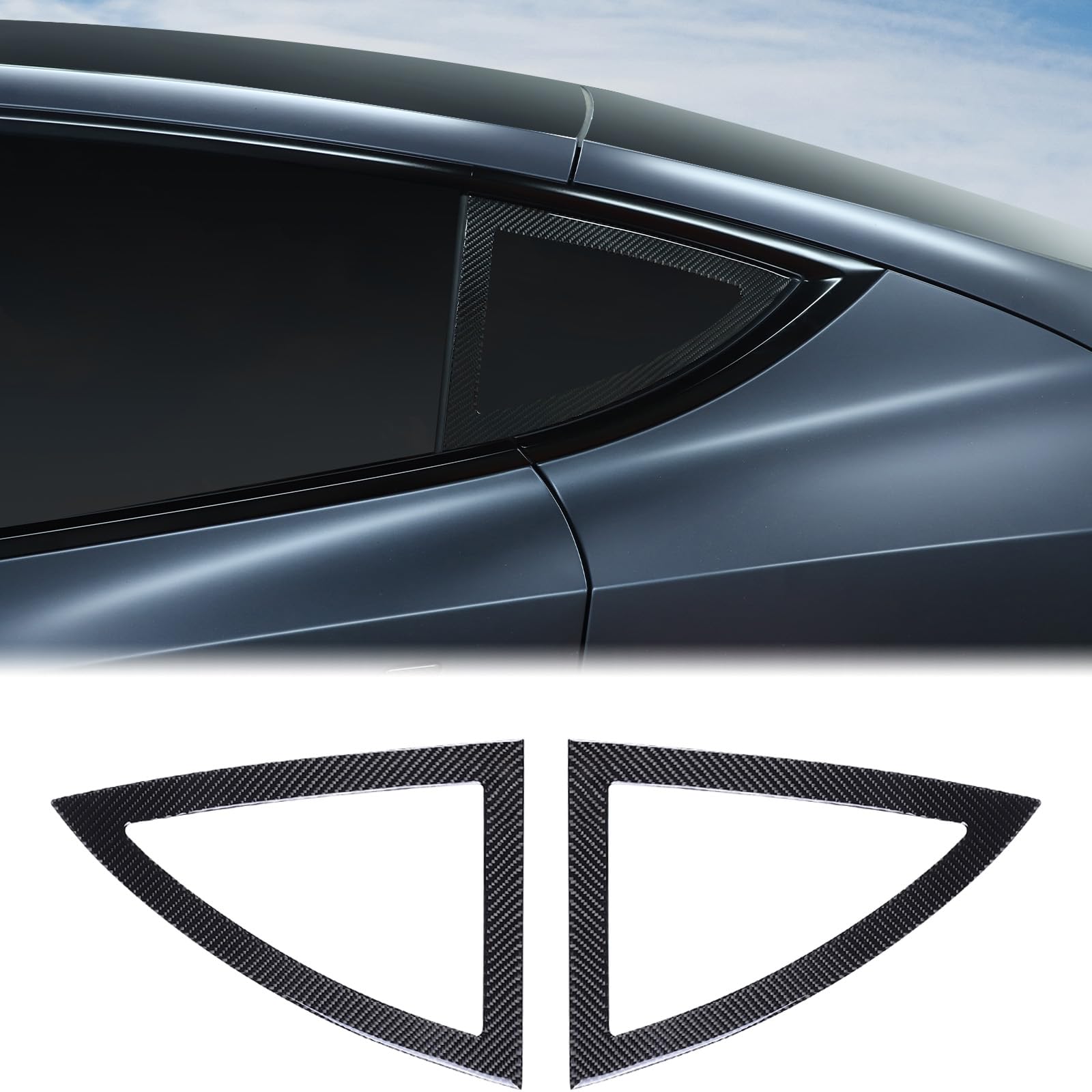 Aunginsy Rear Side Window Louver Trim Sticker Compatible with Tesla Model Y 2016-2022 Car Soft Carbon Fiber Rear Triangular Glass Window Panel Air Vent Shutters Decorative Cover Exterior Accessories