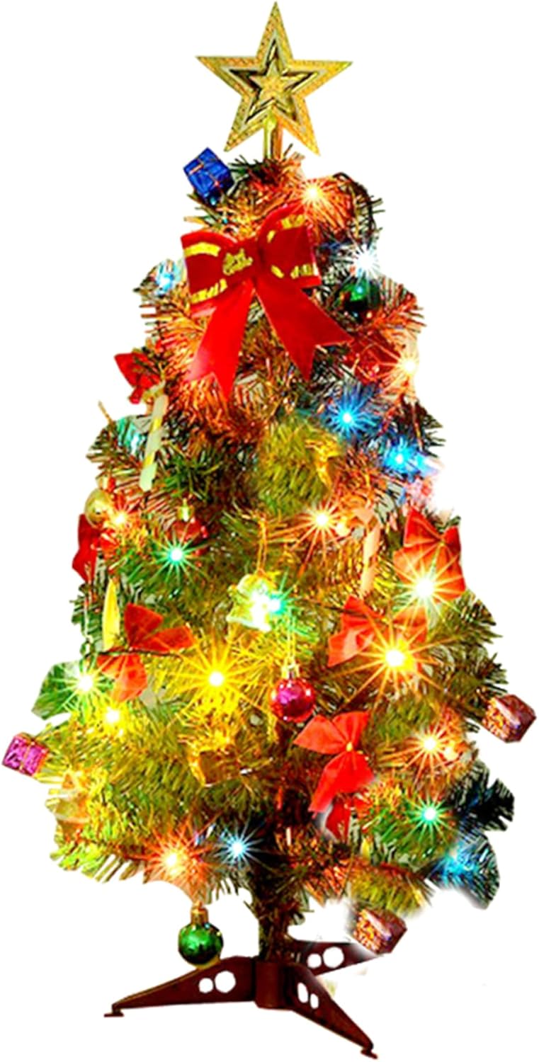 Mini Christmas Tree with LED Lights 23.6 Inch Height Small Christmas Tree with Hanging Decorated Ornaments Tabletop for Home Office Shopping Bar Decorations No Battery, Trees Mini Christmas Tree with LED Lights 23.6 Inch Height Small Christmas Tree with Hanging Decorated Ornaments Tabletop for Home Office Shopping Bar Decorations No Battery, Trees