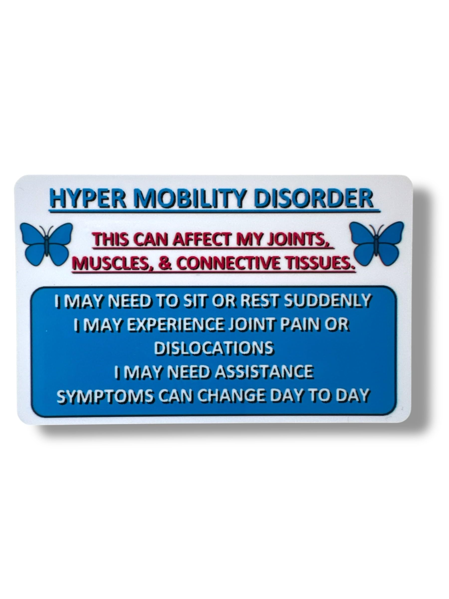 Medical Awareness Information Card (Hyper Mobility Disorder)