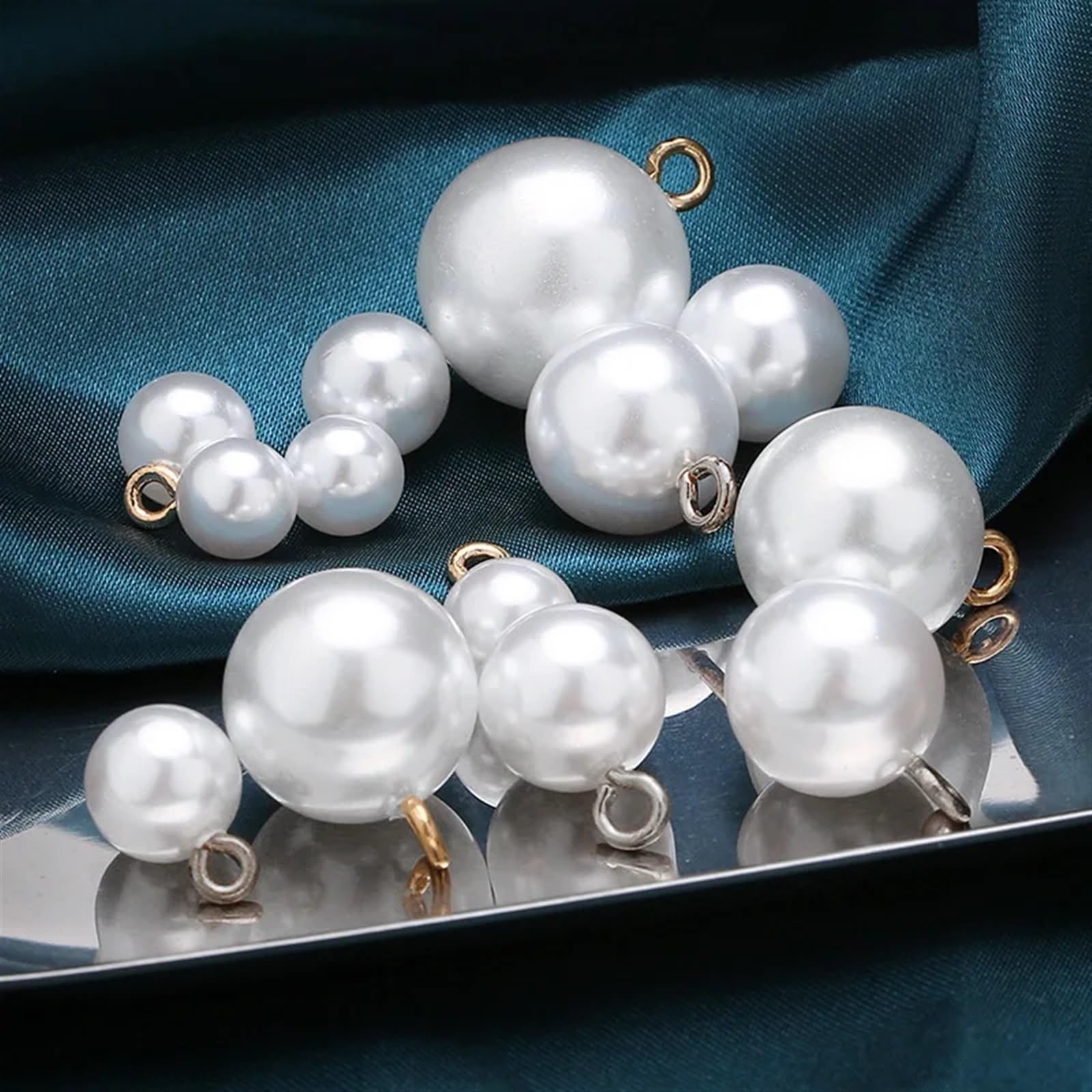 Guziki do szycia, Guziki metalowe, 10 sztuk perłowy złoty srebrny guzik trzonkowy do majsterkowania akcesoria do szycia odzieży(18mm)