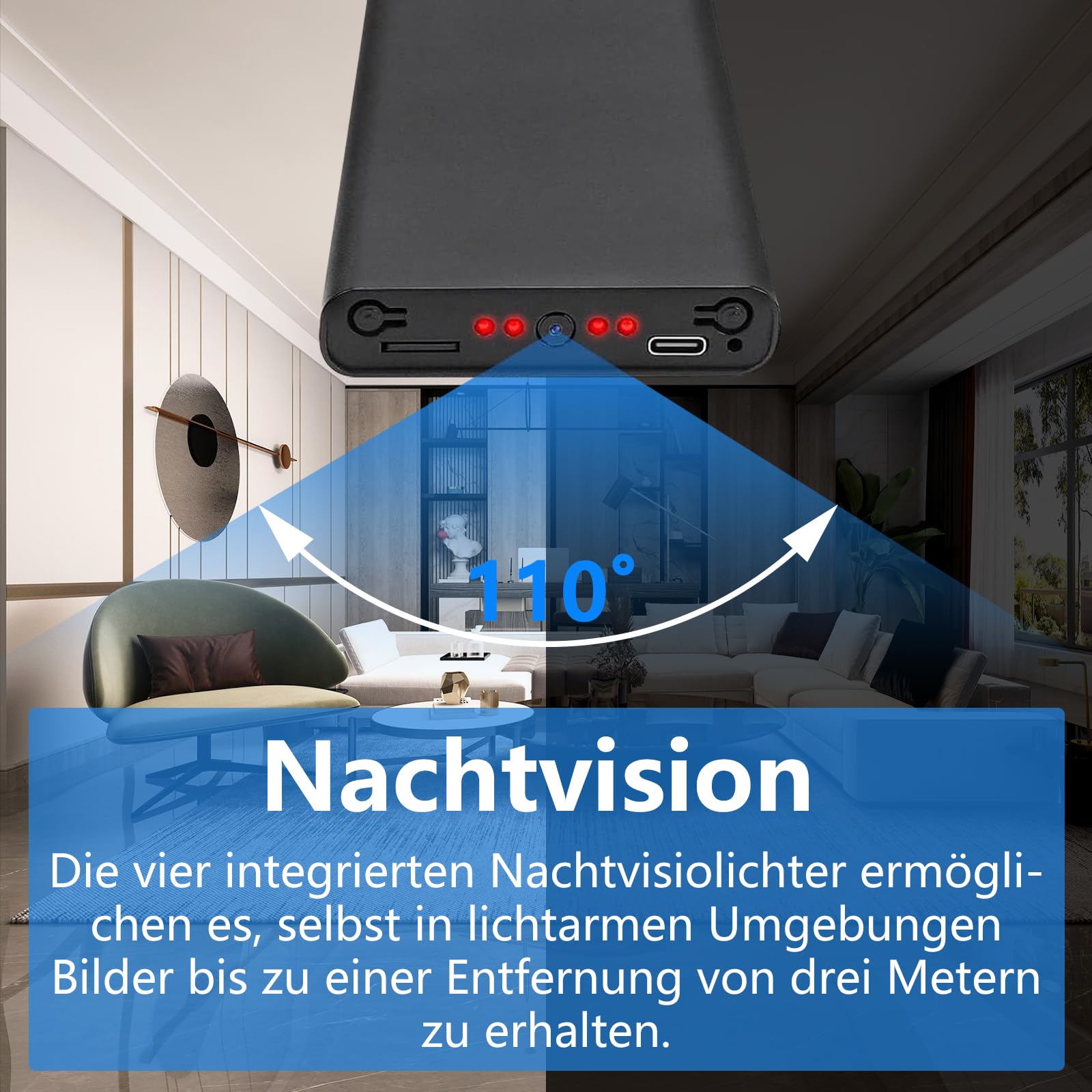 Mini-Kamera,Sicherheitskamera,HD1080P-Indoor/Outdoor-Überwachungskamera,Videorecorder,Kontinuierliche Aufzeichnung und Bewegungserkennung,Innen/Büro/Geschäft Überwachungskamera,Ohne WLAN