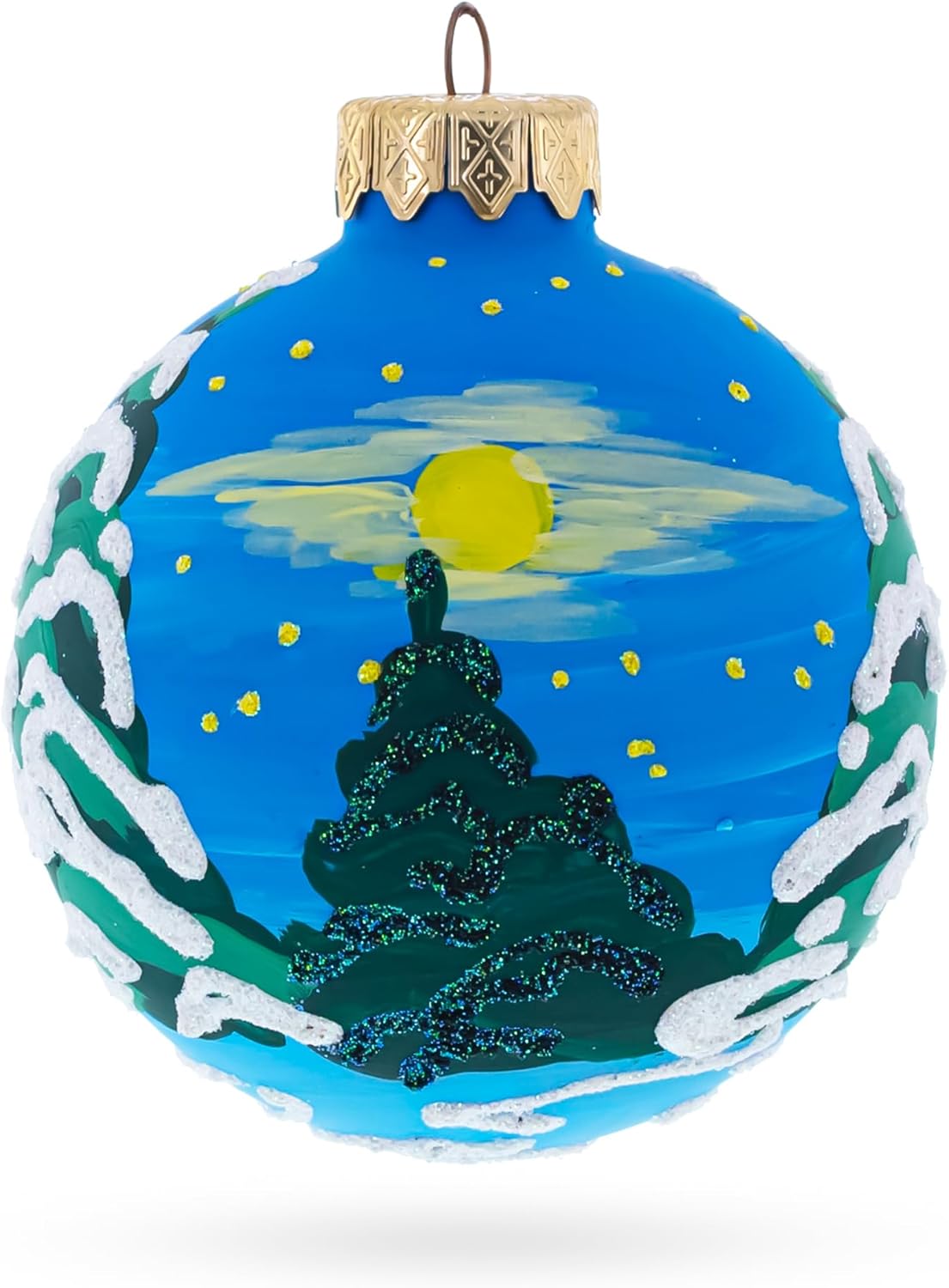 Santa and Two Snowmen Glass Ball Christmas Ornament 3.25 Inches - Image 3