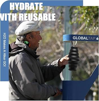 Opard Foldable Water Bottles 17oz BPA Free Leak Proof Foldable Silicone Bottle Travel Camping Walking Anti-Collapse Ring for Running Sports