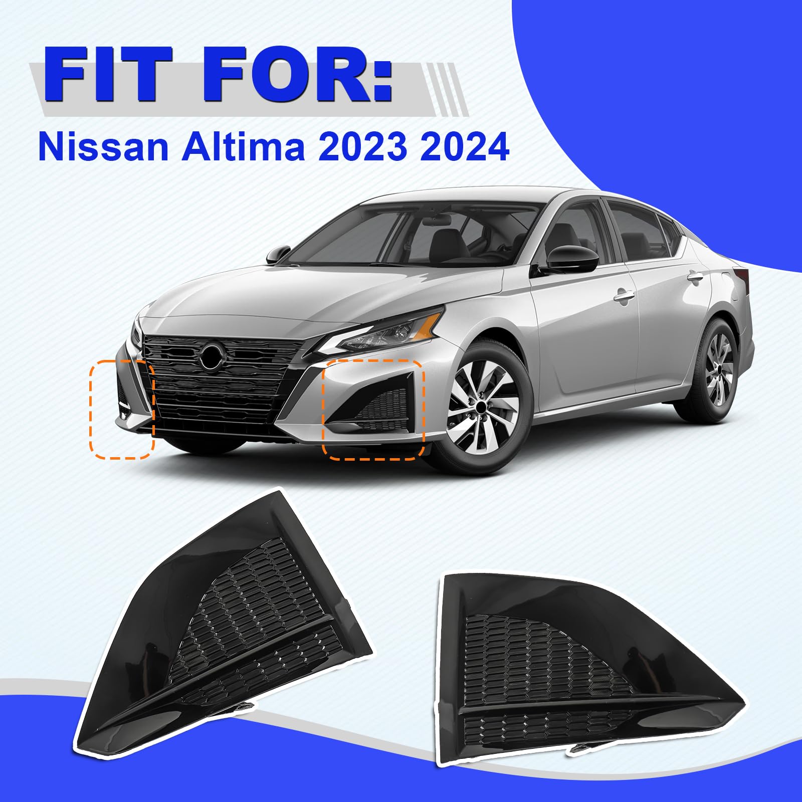 Fog Light Cover Front Driver & Passenger Side Compatible with Nissan Altima 2023 2024, Fog Lamp Bezel Grille Replaces 622569HF0B, 622579HF0B