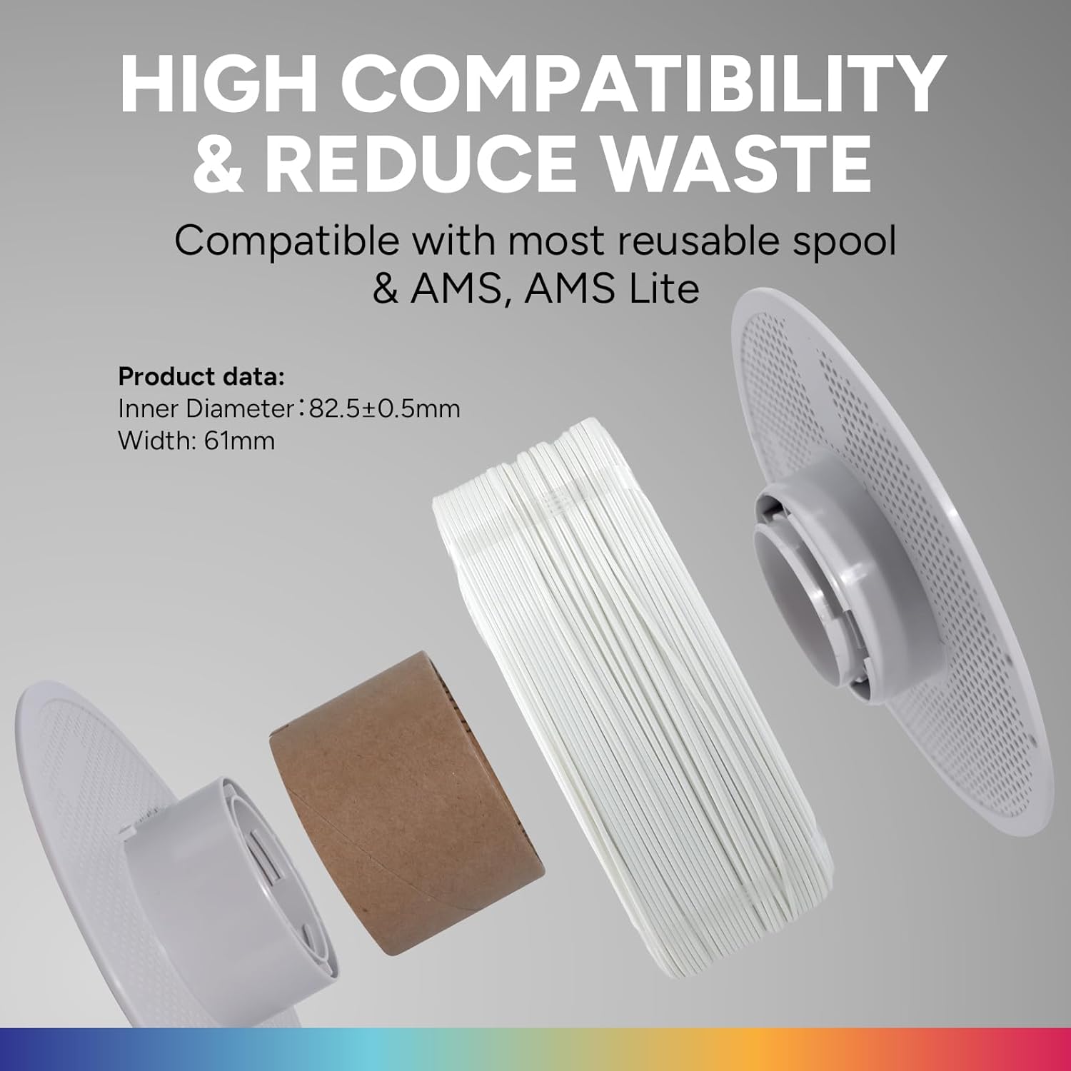 OVERTURE 2KG Bundle Refill PETG 3D Printer Filament 1.75mm, 2 Pack 1kg(2.2lbs), Refilament for Bambu Lab Reusable Spool, Accuracy +/- 0.02 mm, Fit Most FDM 3D Printers(White*2)