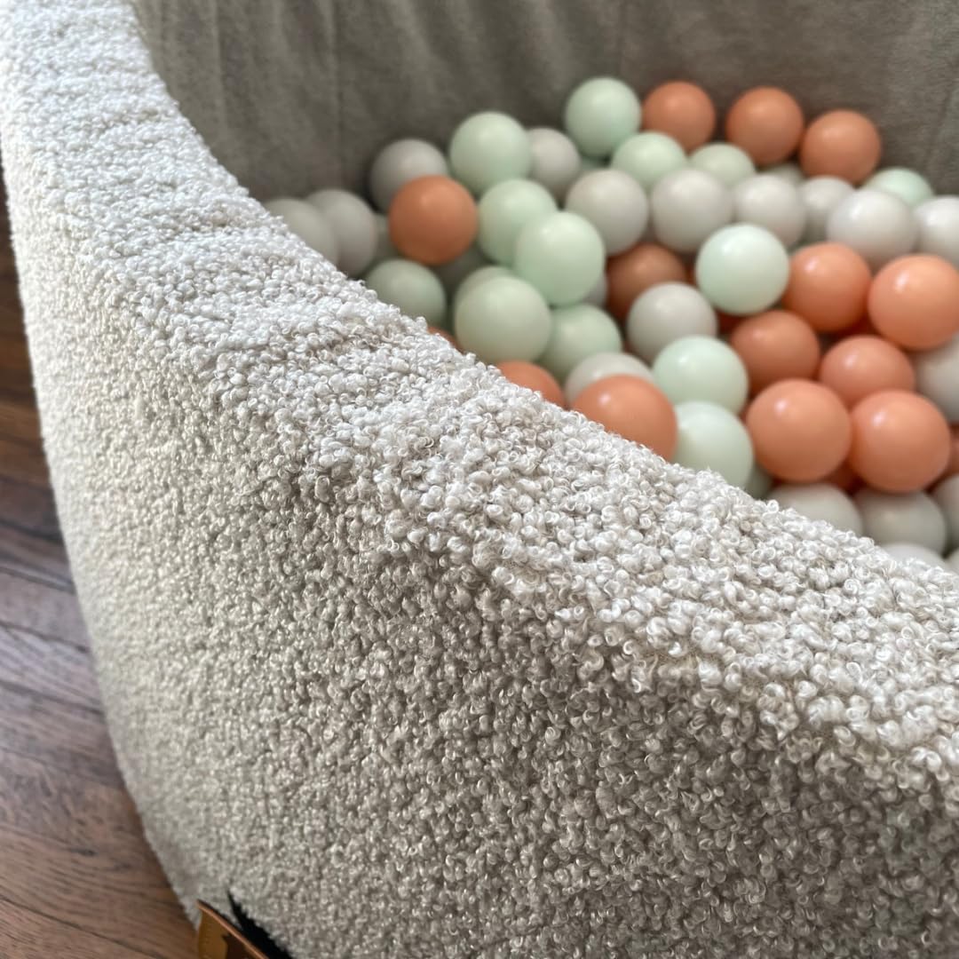 Flumi Piscina a Palline Personalizzata per Bambini da 1 Anno - Piscina a Palline per Bambini 90x40cm con 200 Palline ∅ 7cm Made in EU - Certificazione Oeko-Tex e CE (Teddy Grigio)