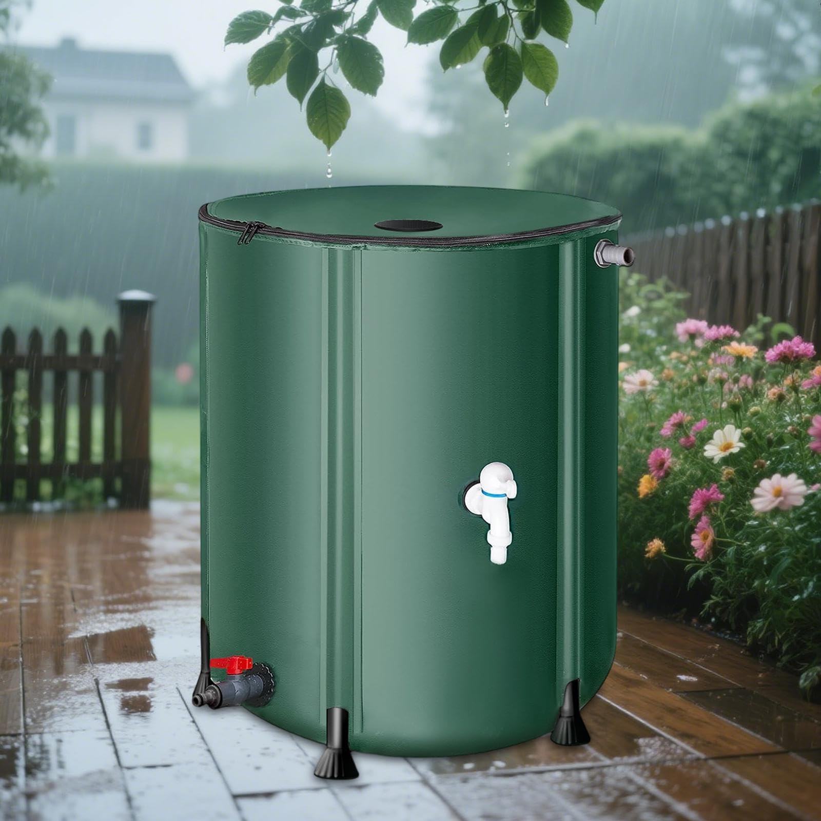 Baoblaze Barile di Raccolta dell'Acqua piovana Pieghevole, Raccoglitore d'Acqua, Serbatoio di stoccaggio dell'Acqua piovana Portatile in PVC per, 50 Litri