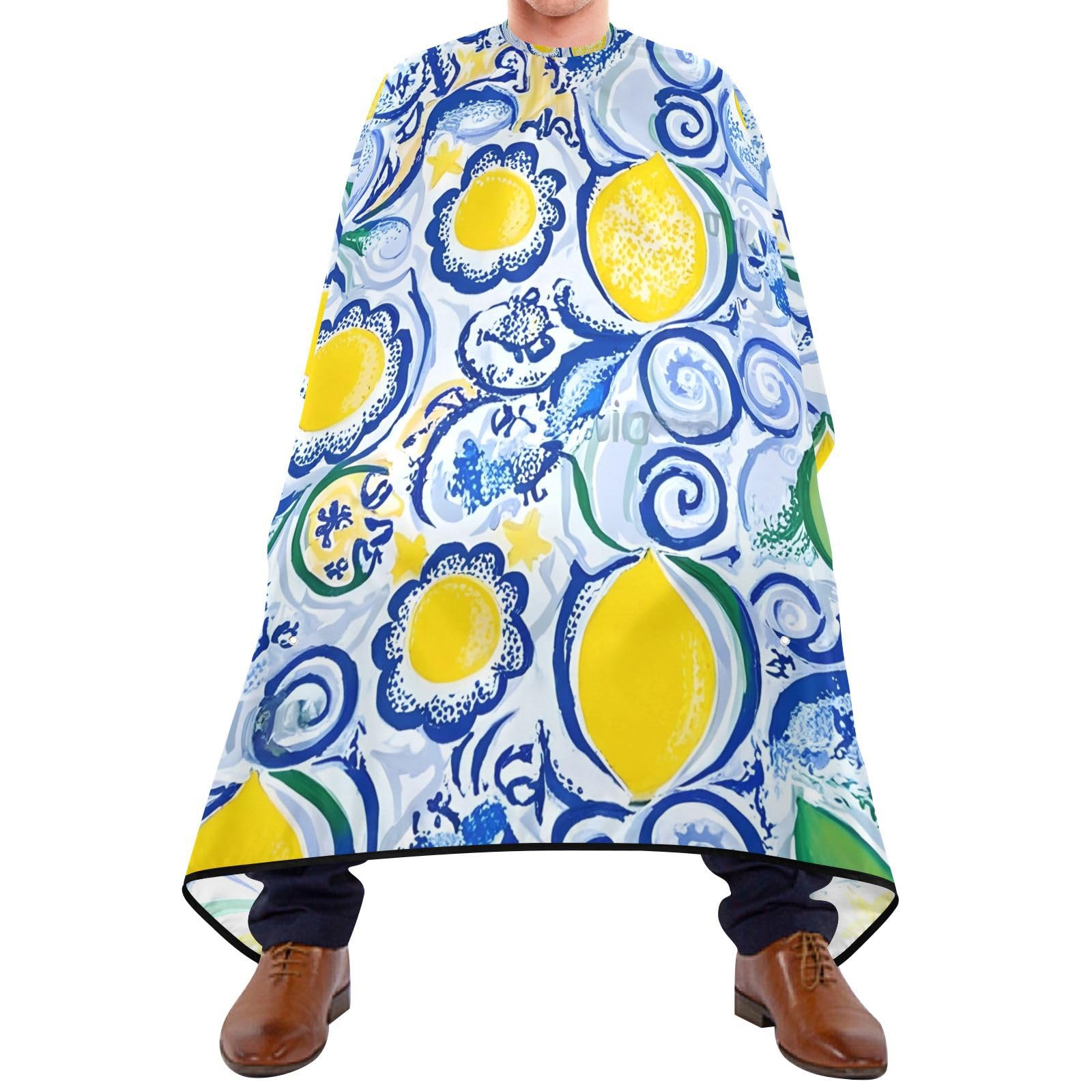 Hezely Lemon Print Hair Dye Cape, Barber Cape for Adults,Waterproof Salon Cape,Waterproof Hairdressing Styling Hair Cutting, 65