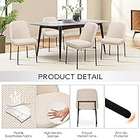 Vista 4 de COLAMY Dining Chairs Set of 2, Modern Dining Chairs, Fabric Upholstered Dining Chairs, Kitchen Chairs with Curved Back and Metal Legs for Dining