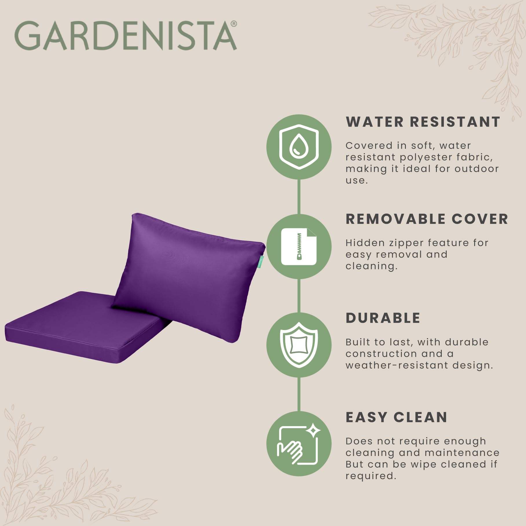 Gardenista Morado de Repuesto 2 Piezas Juego de Cojines para Keter Allibert California al Aire Libre sillón