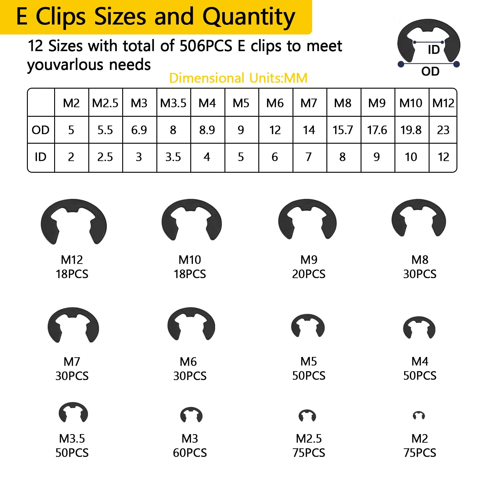 Retaining Rings Assortment Kit - 900 Pcs C & E Clips -2 Retaining Rings Assortment Kit - 900 Pcs C & E Clips -2