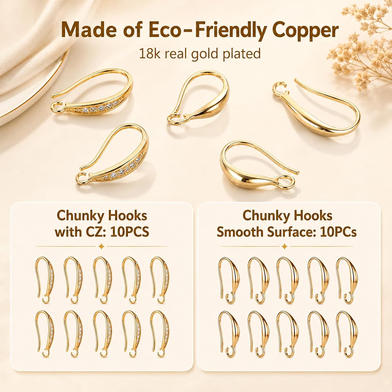 Gold Plated Earring Hooks, Earring Hooks for Jewelry Making DIY Findings image 3
