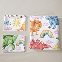 Vista 3 de CVHOUSE Ropa de cama de dinosaurio para niños, tamaño individual, funda de edredón, juego de cama (1 edredón, 2 fundas de almohada)