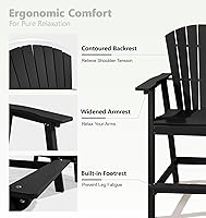 Vista 4 de PASAMIC Juego de 2 sillas altas Adirondack para exteriores de polietileno de alta densidad para todo tipo de clima, con bandejas dobles extraíbles