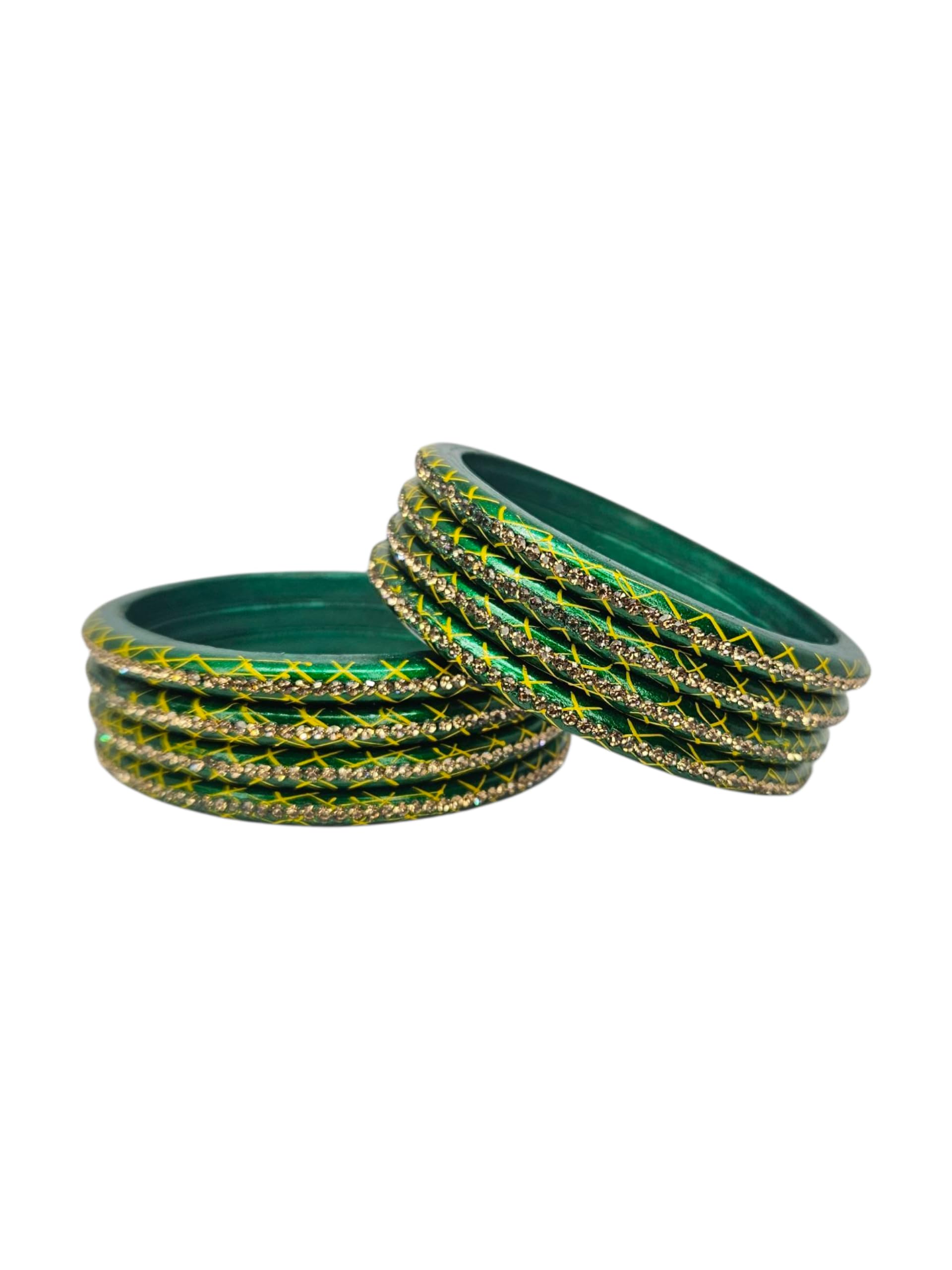 Traditional Rhinestone Embellished Rajasthani Lac/Lakh Bangles Set for Women, Handmade Jaipuri Lac, Wedding, Party, Festival Collection, Lakh Chuda Set of 8-picture-30
