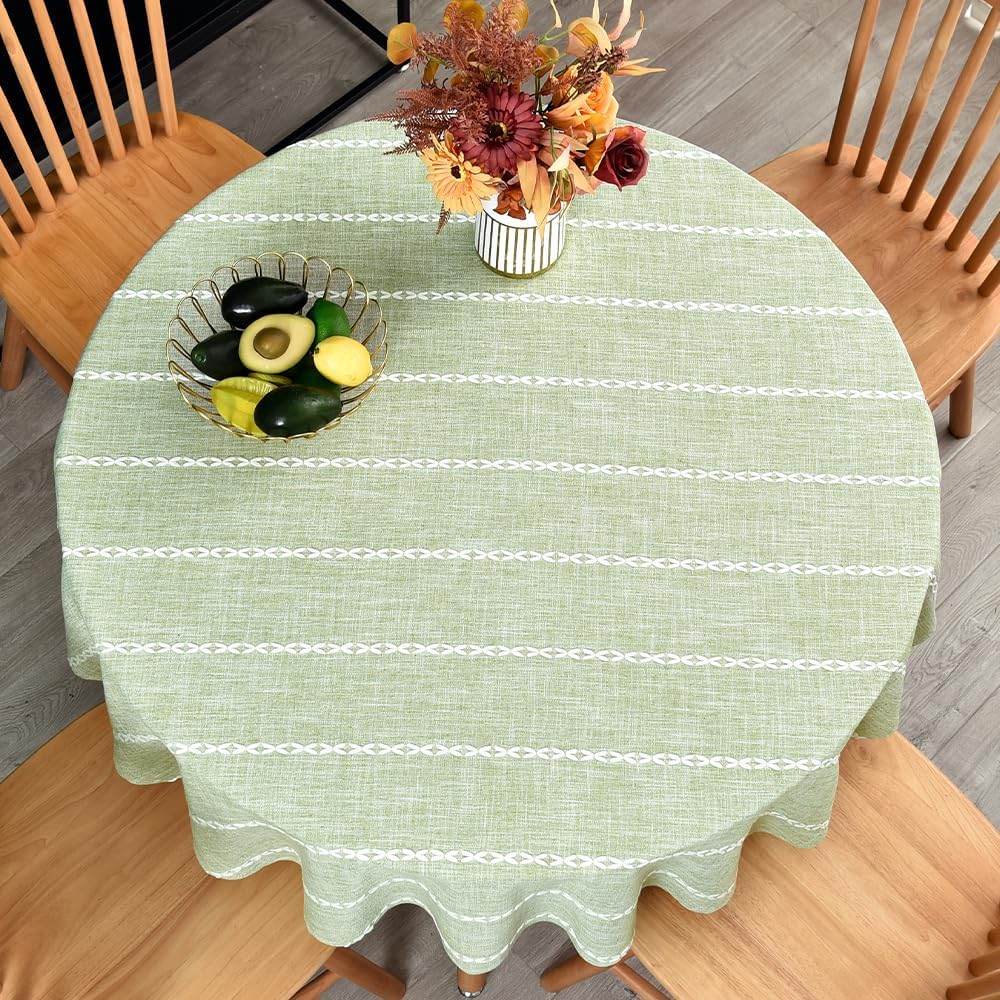 Zobesta Sage Green Round Tablecloth 53 Inch, Circle Table Cloth Circle Linen Tablecloth Round Dining Table Cove for Party, Holiday, Picnic, Dining, Outdoor, Fall