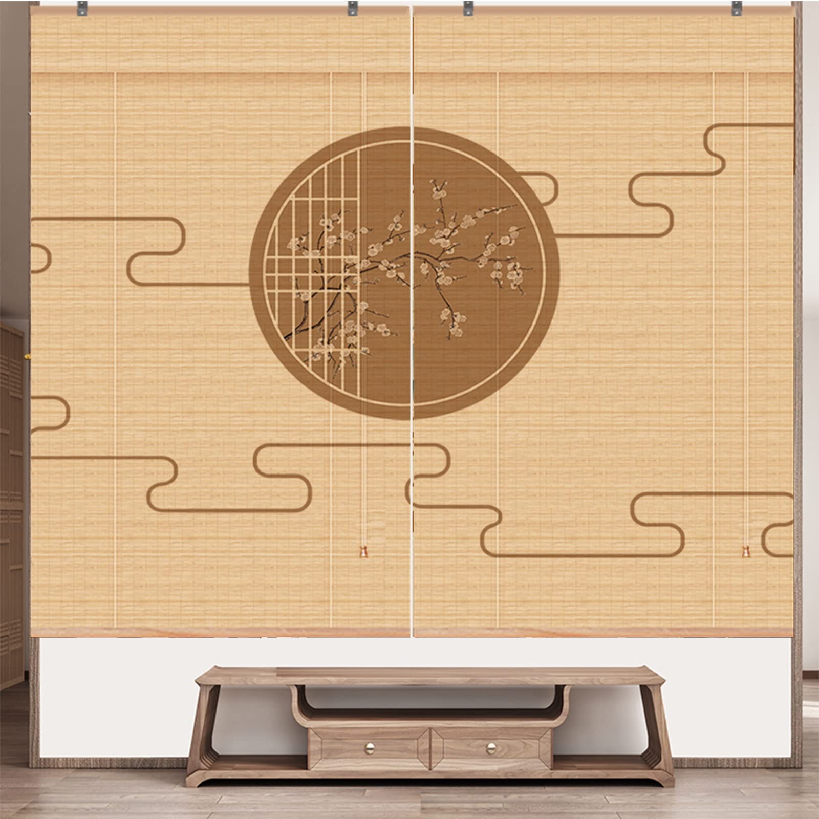Volets Roulants en Bambou, Stores Enrouleurs Imprimés Stores Occultants Pare-Soleil Crème Solaire Impression 3D Respirante Style Ferme (Size : 200X250CM)
