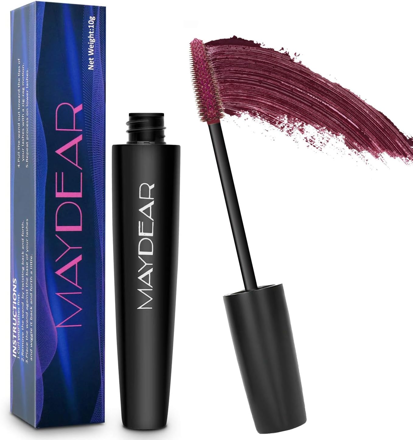 Burgundy Mascara for Eyelashes, Waterproof Colored Long Lasting Smudgeproof for Women Fast Dry Lengthening Eye Makeup Party - Dark Purple