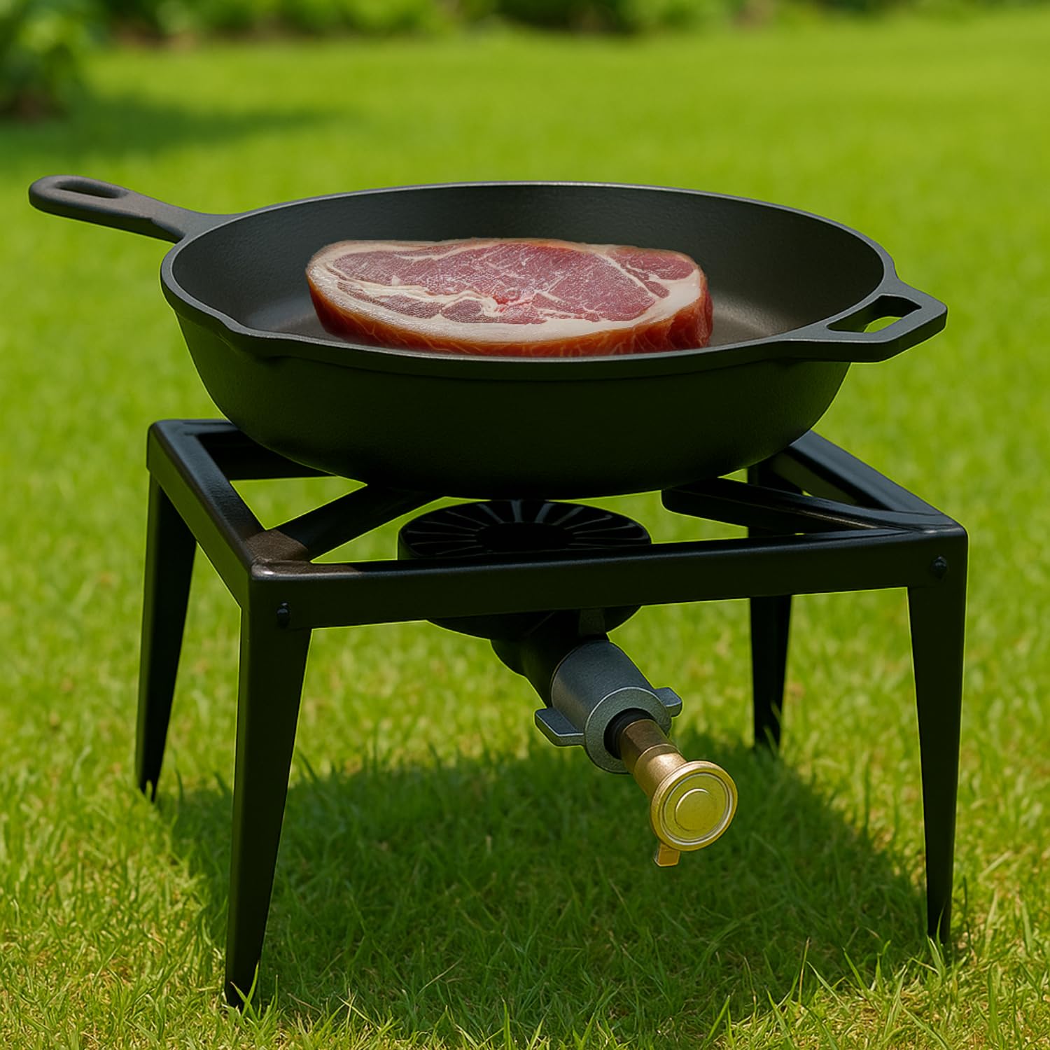 MOHOME Fornellone Gas Esterno Campeggio Nero 40 x 40 x 19 cm Bruciatore Ghisa Metallo Pentole Pesanti Portatile Made in Italy