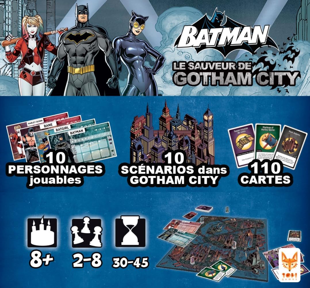 Topi Games | Βаtman Le Sauveur de Gotham City | Jeυ Βatmаn | Jeu de Société Batman | Jeυ Plateau Super Héros | Jeυ Enfant 8 Ans Βatmаn | 2 à 8 Joueurs | 30-45 Min | Jeu Gotham City | VF