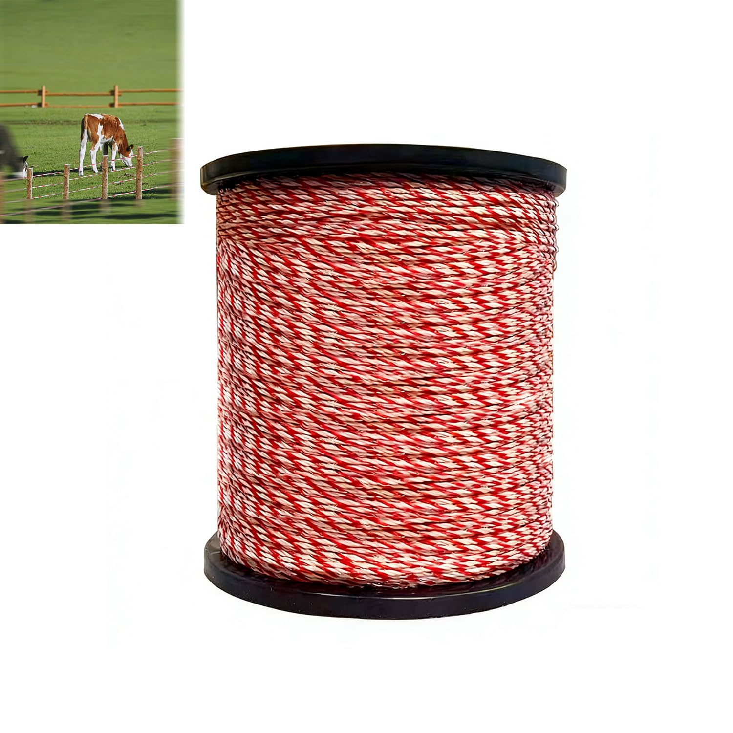 500m Filo Per Recinto Elettrico,Cavo Conduttivo in Acciaio Inossidabile,per Azienda agricola,Animali,Mucche(Rosso e Bianco)