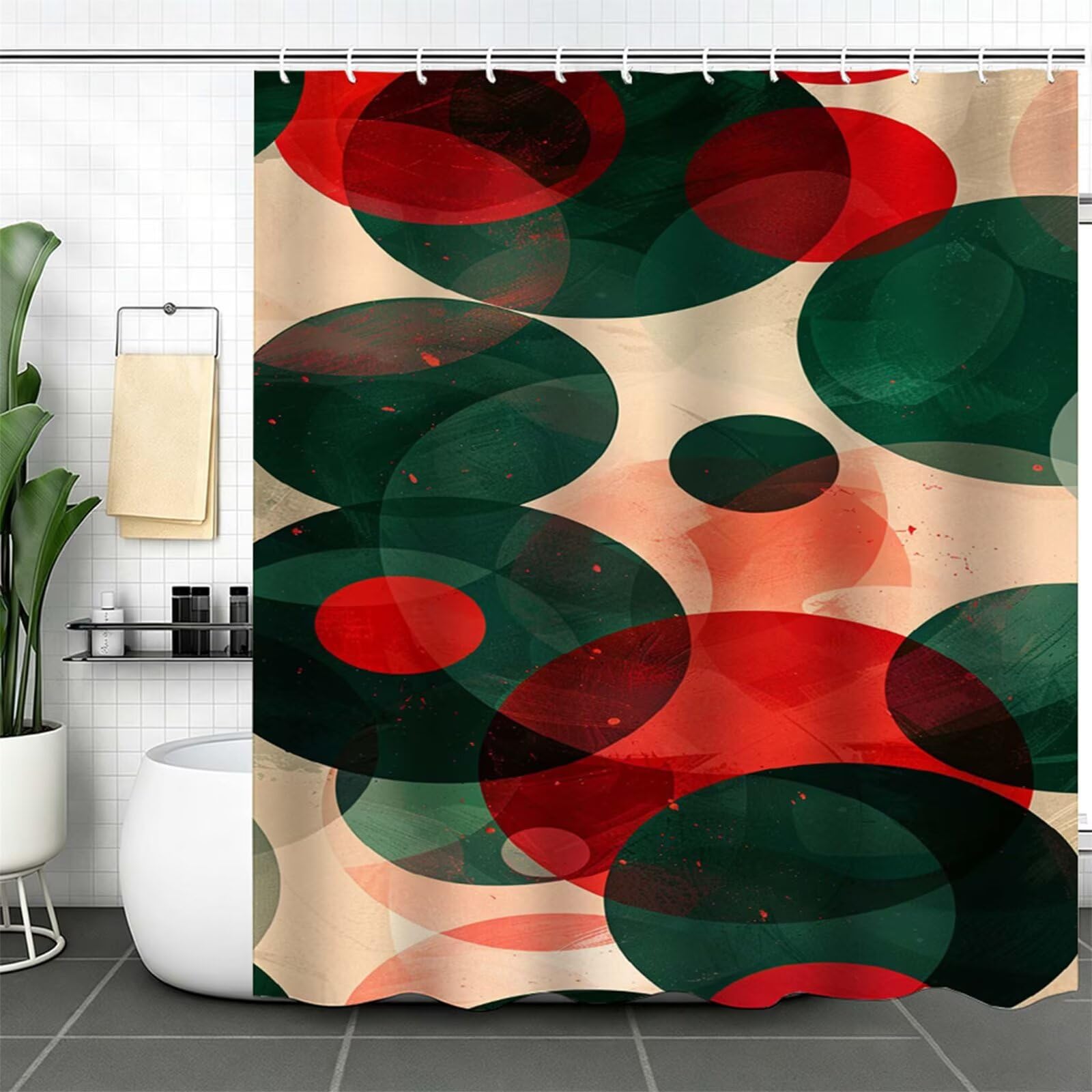Tenda Doccia 160x200cm verde Tenda per Doccia con 12 Anelli, Bordo Ponderato, Polyester Tessuto Lavabile, Asciugatura Rapida, Facile da Pulire, per Bagno Dormitorio Hotel nordico J-403