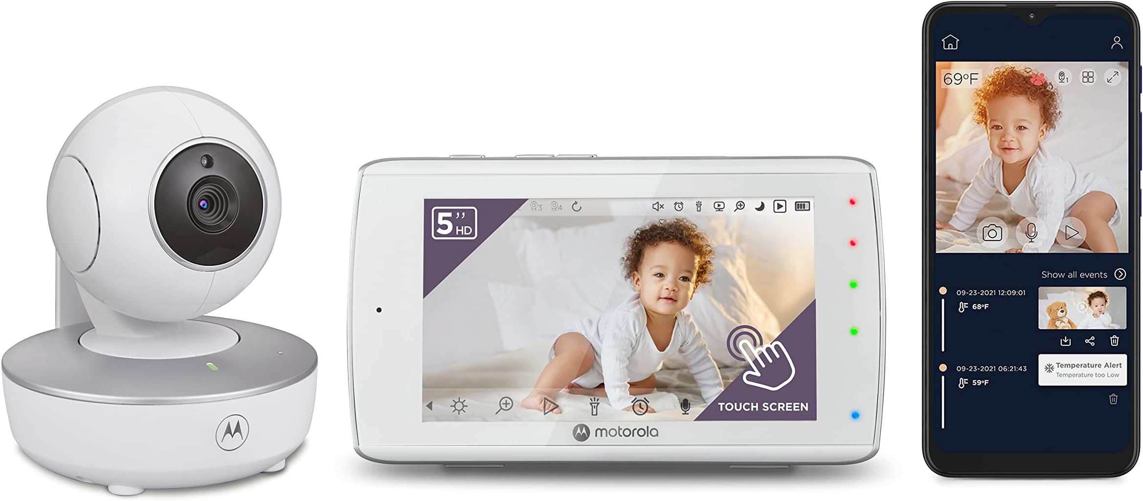 Baby Monitor with Camera and Audio, Portable VM36XL WiFi HD Camera, Touchscreen Display, App Connected, Long Range, Night Vision