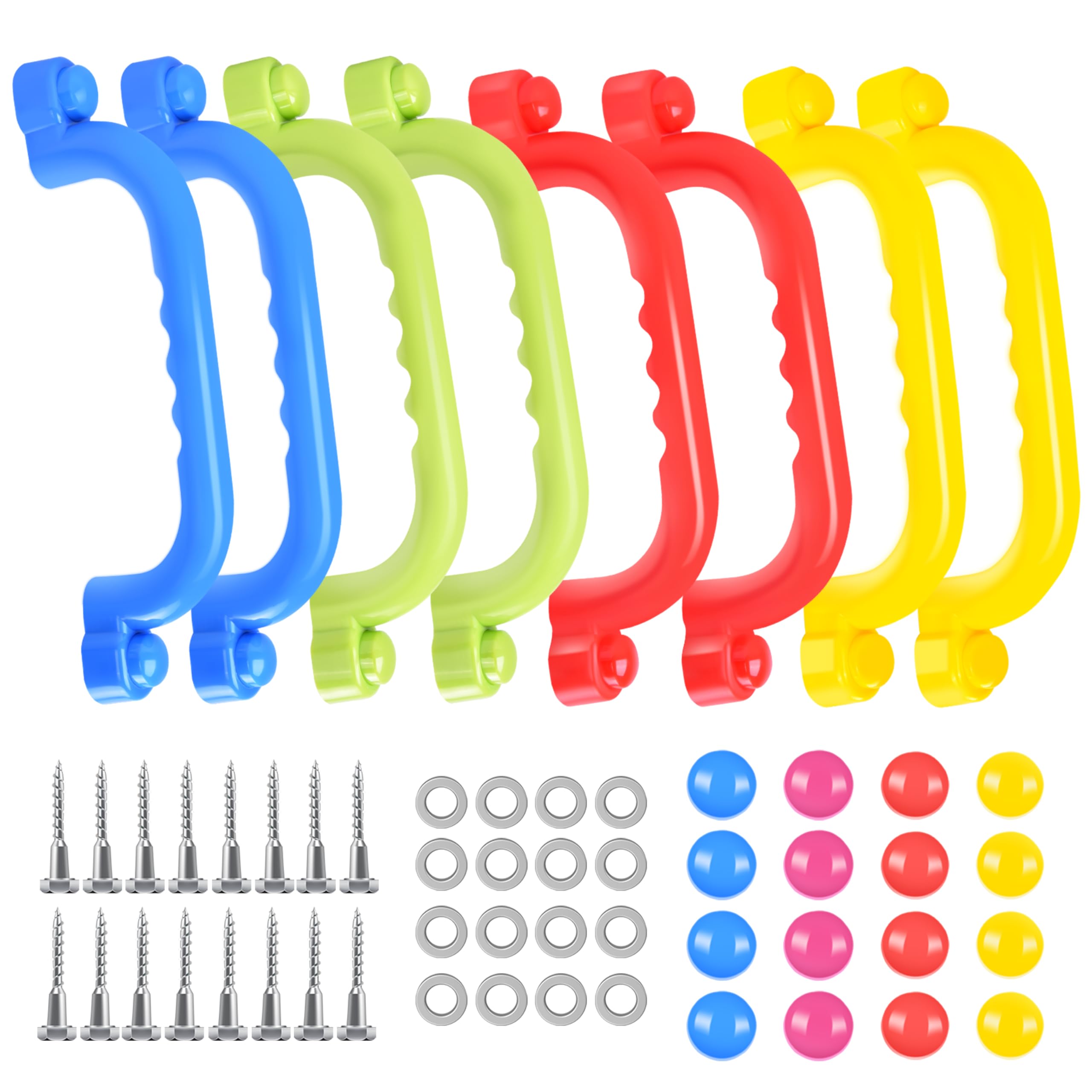 JONRRYIN Poignée de sécurité pour aire de jeux, poignées pour cadre d' escalade, poignées de sécurité antidérapantes pour enfants, accessoires pour maison de jeu (4 pièces, rouge et vert JONRRYIN Poignée de sécurité pour aire de jeux, poignées pour cadre d' escalade, poignées de sécurité antidérapantes pour enfants, accessoires pour maison de jeu (4 pièces, rouge et vert