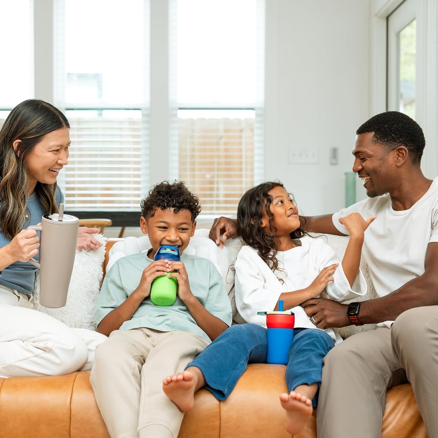 BrüMate Leap 12oz 100% Leakproof Kids Tumbler with Handle & Silicone Soft Straw | Durable Drop Resistant Silicone Sleeve | Made of Insulated Stainless Steel | Cup Holder Friendly | (White Polka Dots) - Image 4