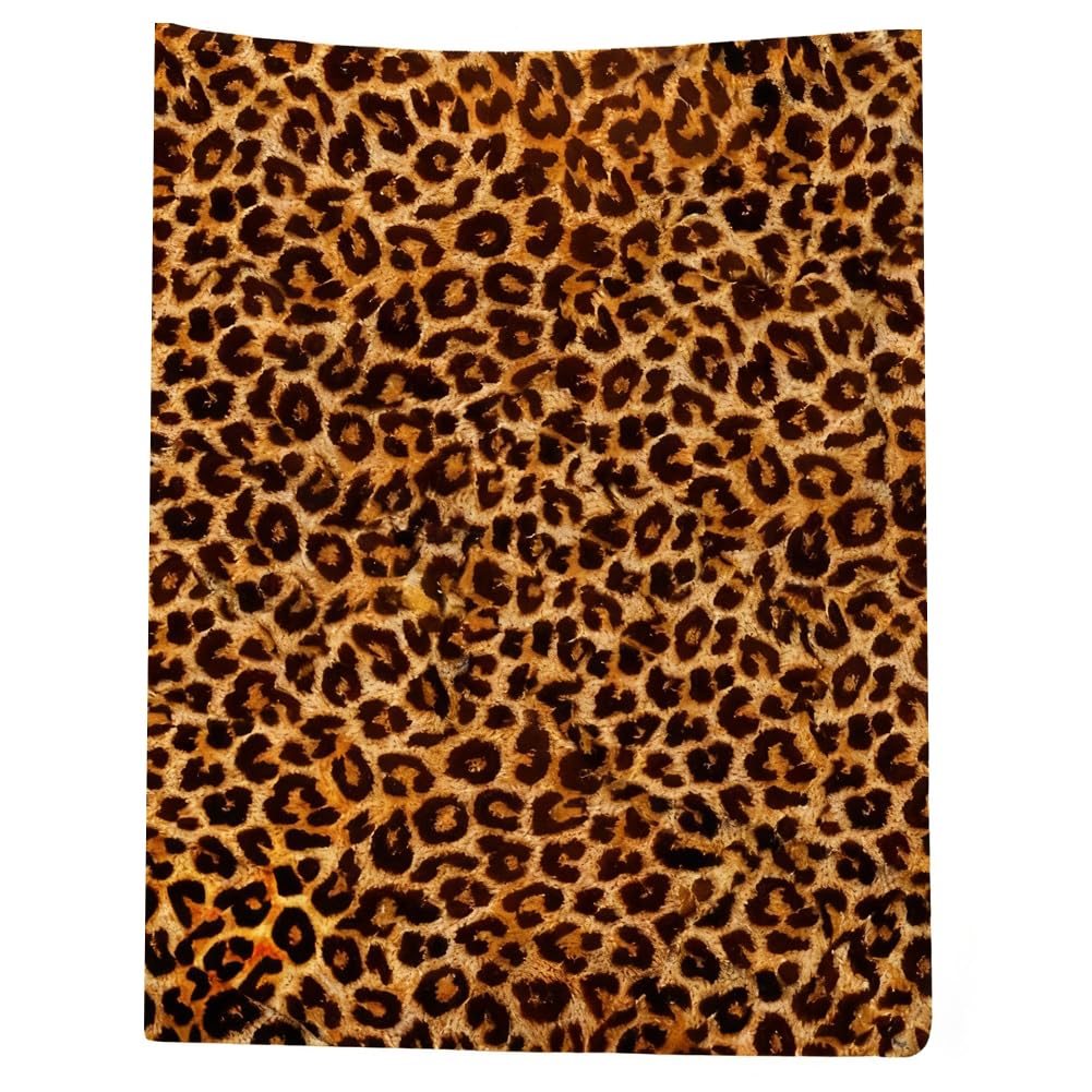 Jynxtoyzeal Brown Leopard Print Blanket, Leopard Blanket Throw, Plush Fleece Blanket Cartoon Anime Quilt Spread Perfect For Home, Bedroom, Camping（100×150Cm）