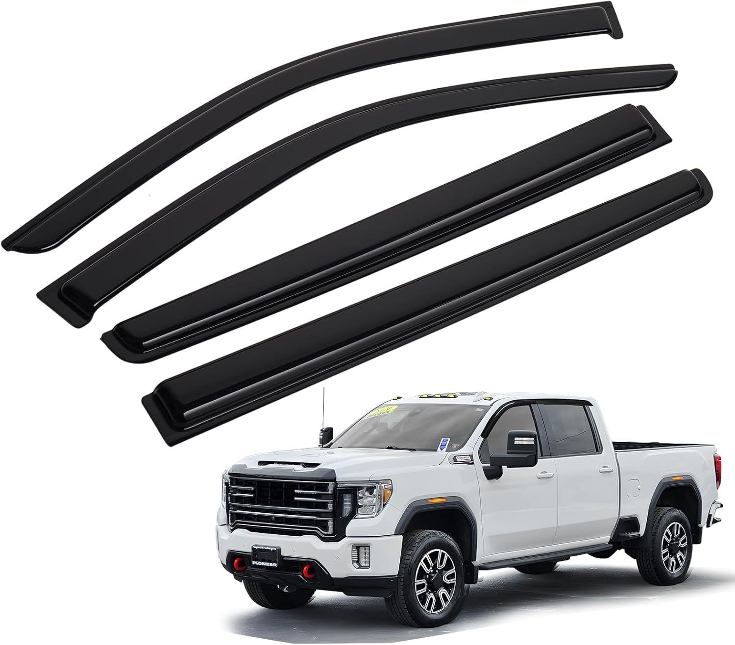 Silverado Rain Guard - Window Visors for 2020-2026 Chevrolet Chevy Silverado/GMC Sierra 2500HD/3500HD Crew Cab, Out-Channel Side Window Rain Guards for Silverado/Sierra Accessories, 4PCS, Black