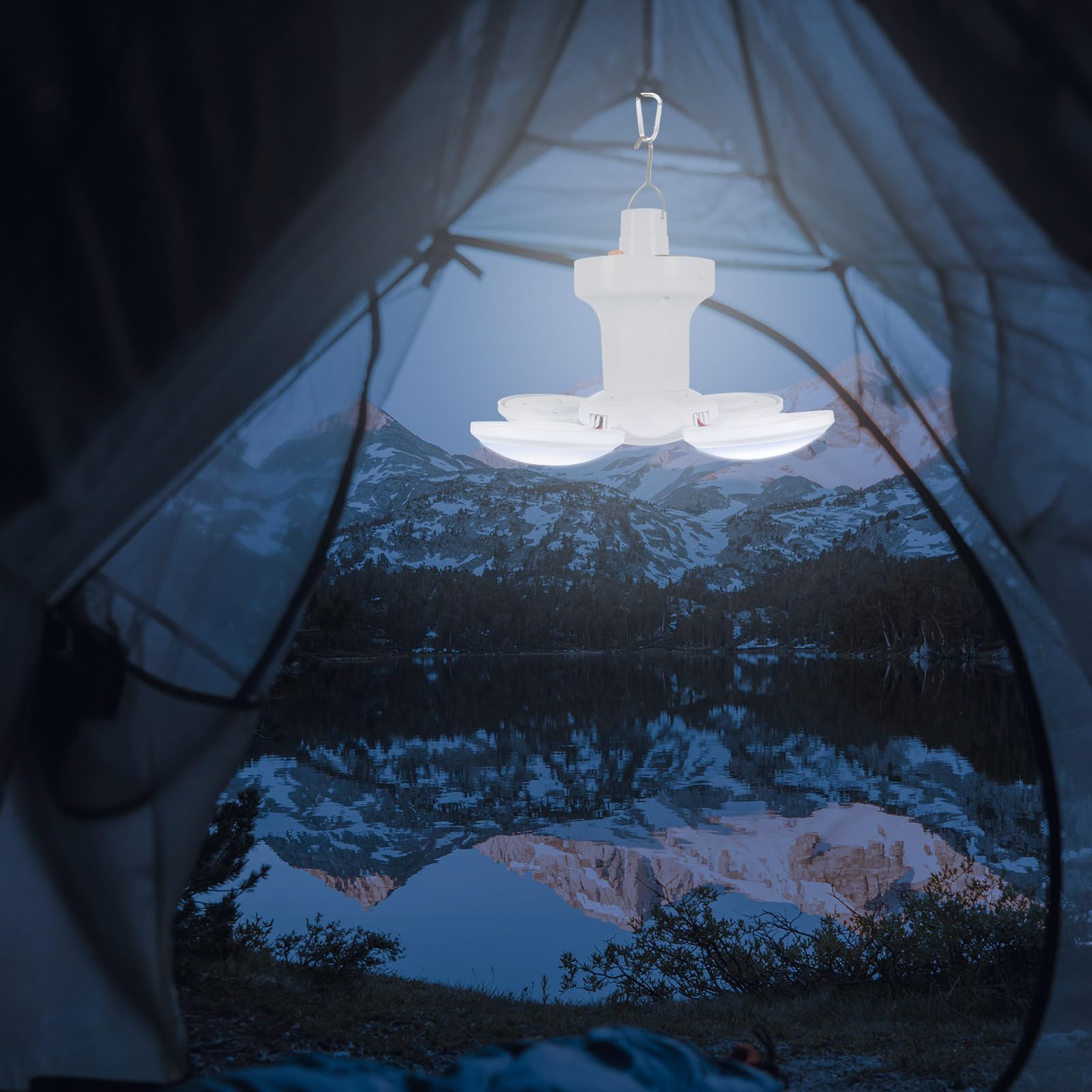 STOBAZA Lámpara Colgante para Camping Recargable Solar y Usb, Luz LED de 2400mah y 5.5v, para Tienda y Actividades al Aire Libre