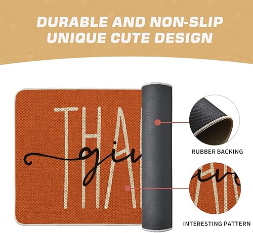 Miniatura 6 de Artoid Mode Give Thanks - Tapete decorativo de bienvenida con diseño de calabaza, de otoño, de bajo perfil, para interiores y exteriores, 17 x 29