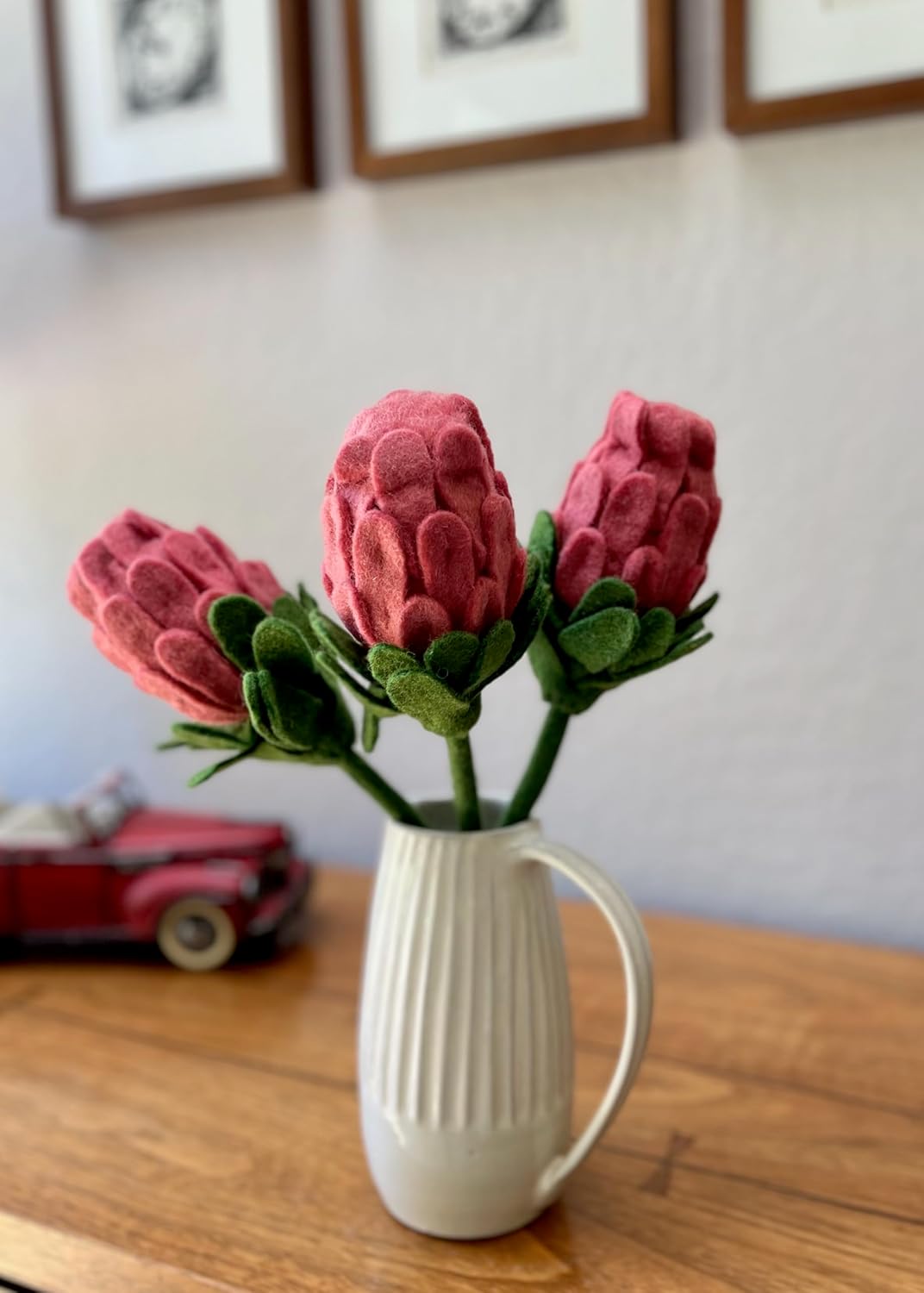 Humble Hilo Handmade Felt Flowers for Decoration Felt Flower Bouquets Fall & Holiday Valentines Flowers (Wildflower, Dusty Pink, Set of 3)