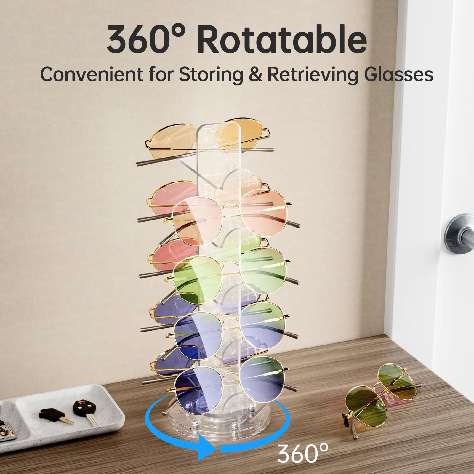 NiHome Présentoir rotatif pour lunettes en acrylique transparent