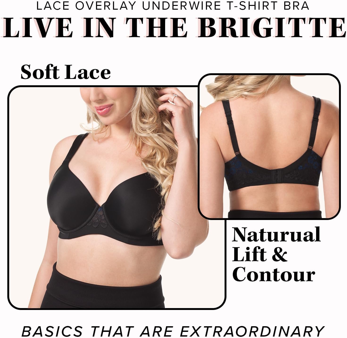 Leading Lady, Brigitte, Lace Underwire Bra for Women, Lightly Padded Cups, Everyday Bra, Adjustable, Smoothing Bra, 32A-50G - Image 4